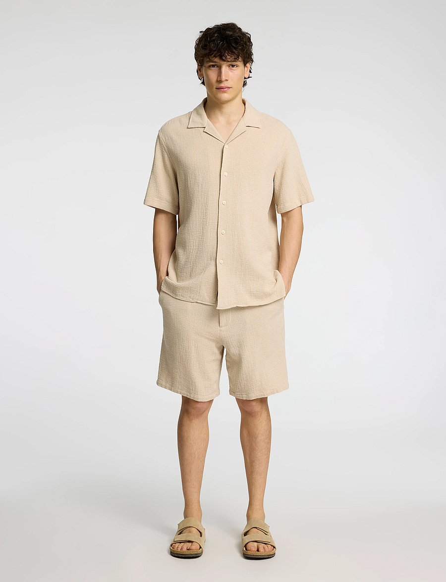 Selected - SLHRELAX-SAL SHIRT SS RESORT - kurzarmhemden - oatmeal - 5