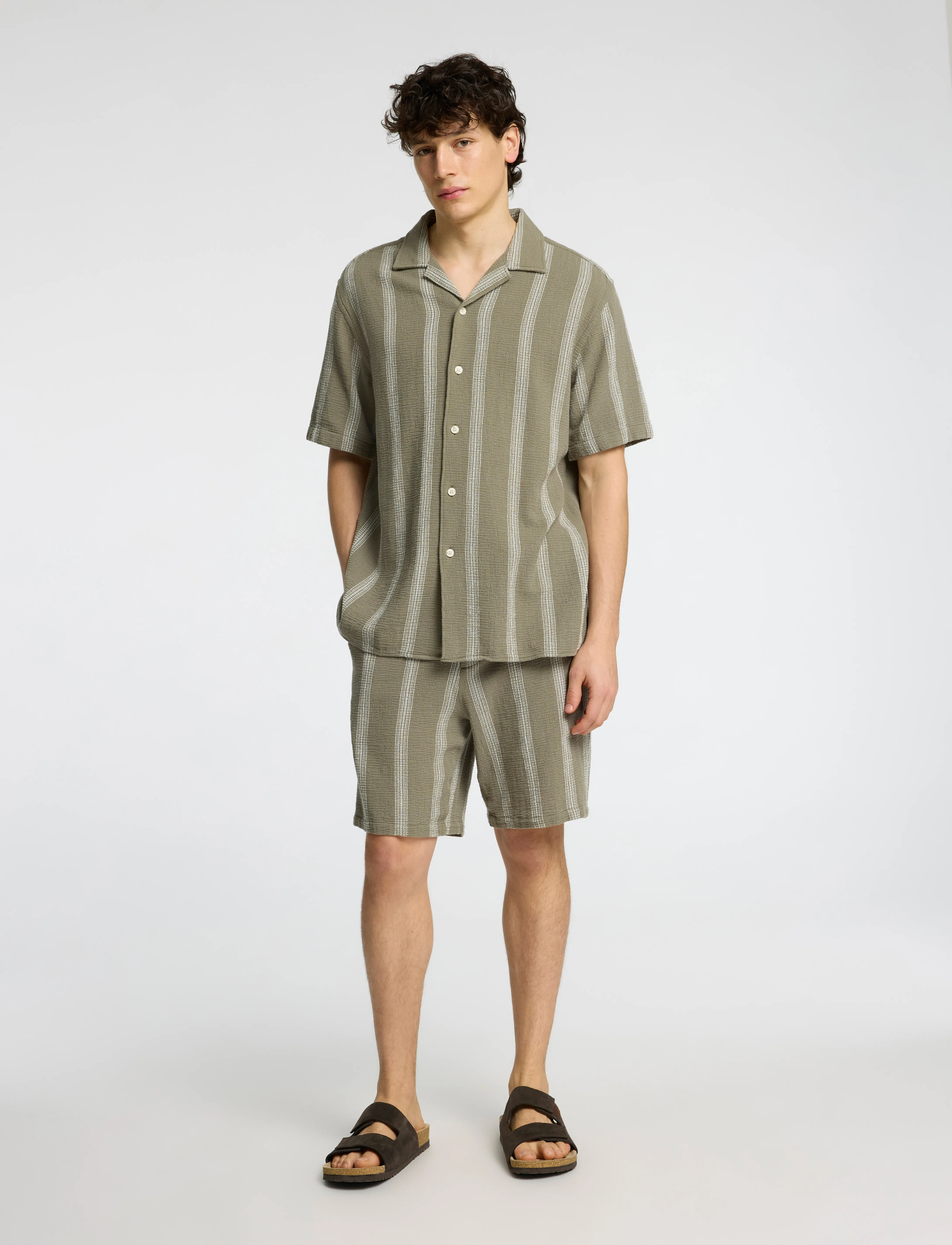 Selected Slhrelax-Sal Shirt Ss Resort, S, Green, Skjorter > Kortærmede, Herre