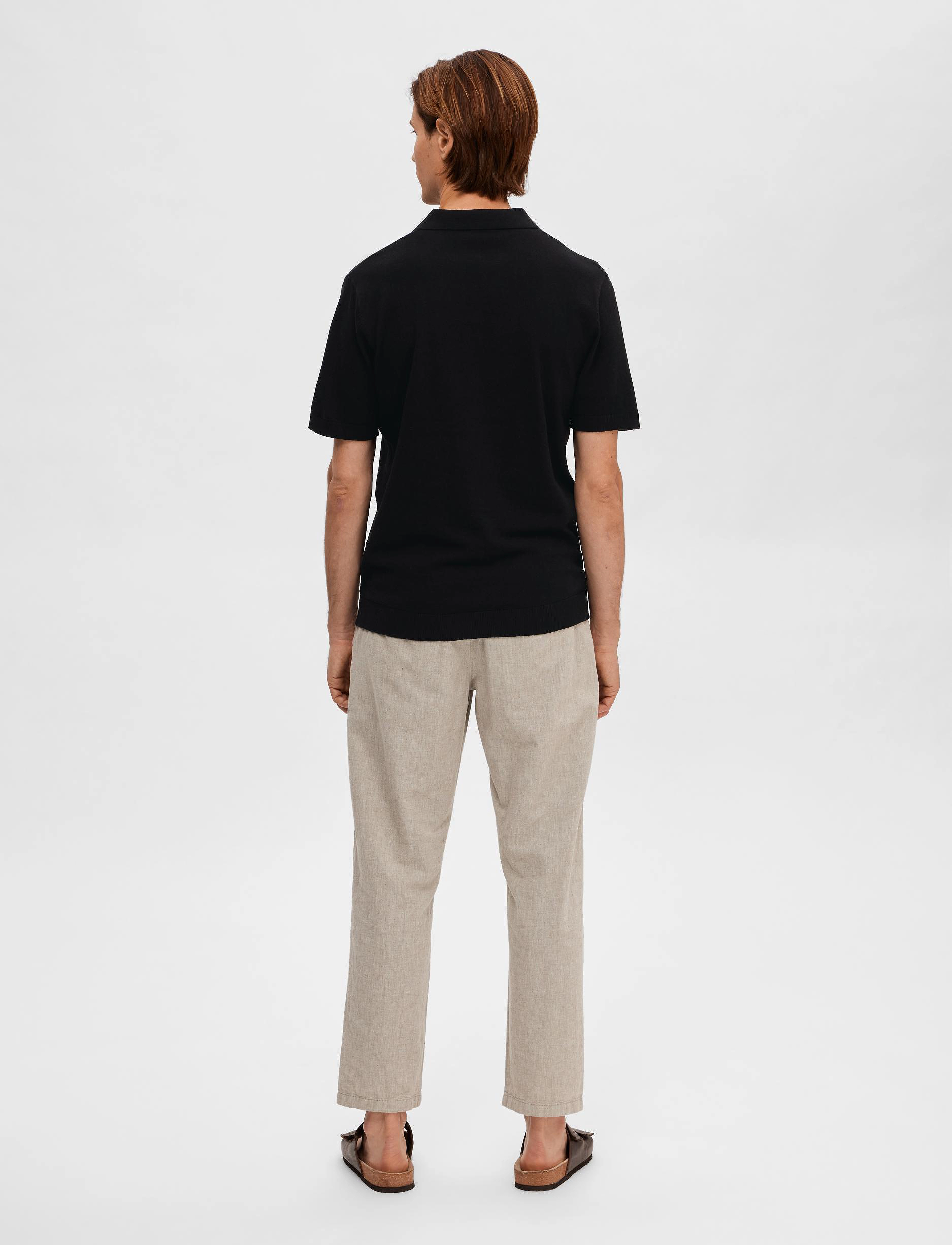 Selected Homme - SLHLAKE LINEN SS POLO - black - 3