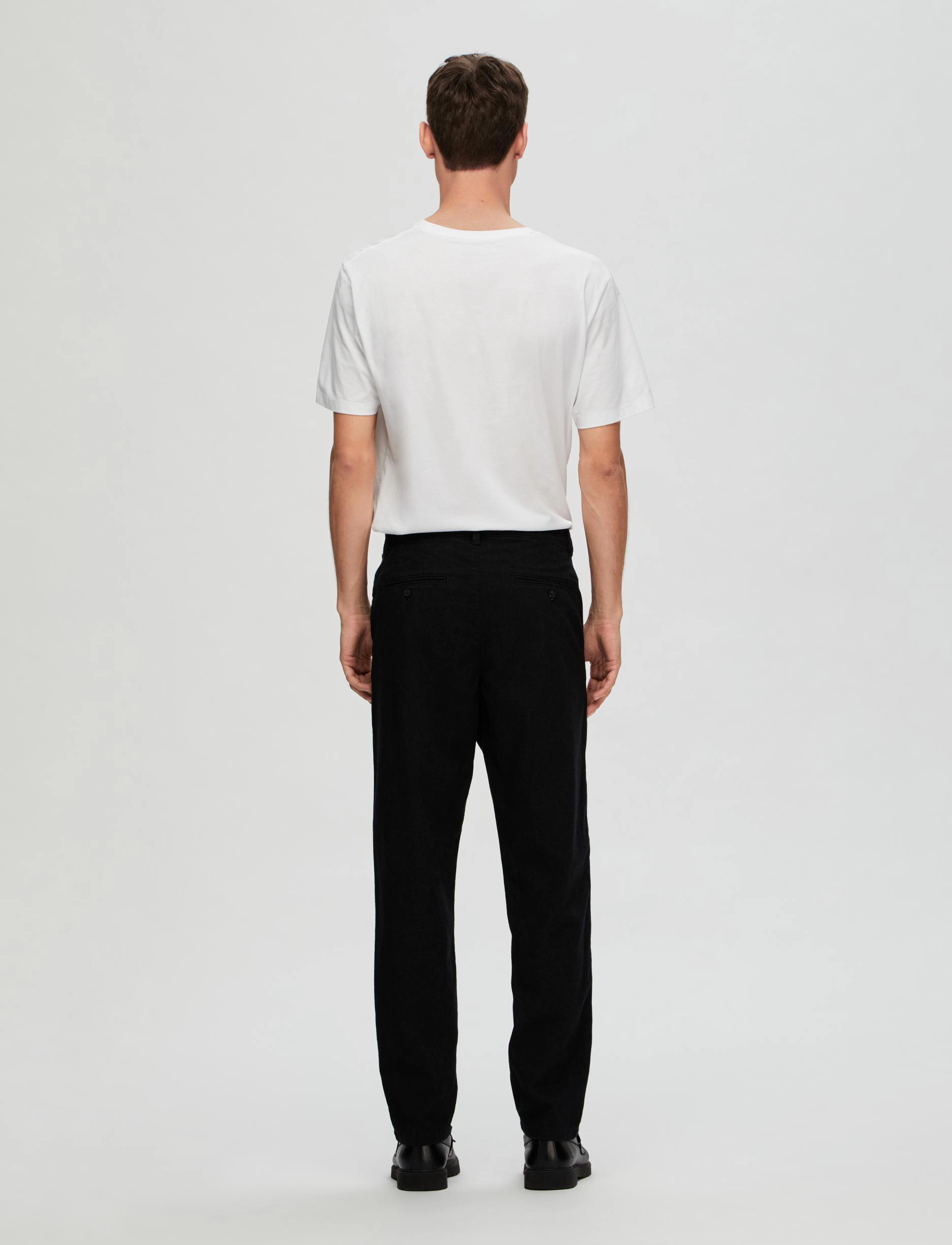 Selected - SLM175-SLIM MILES BRUSHED PANT NOOS - vabaajapüksid - black - 3