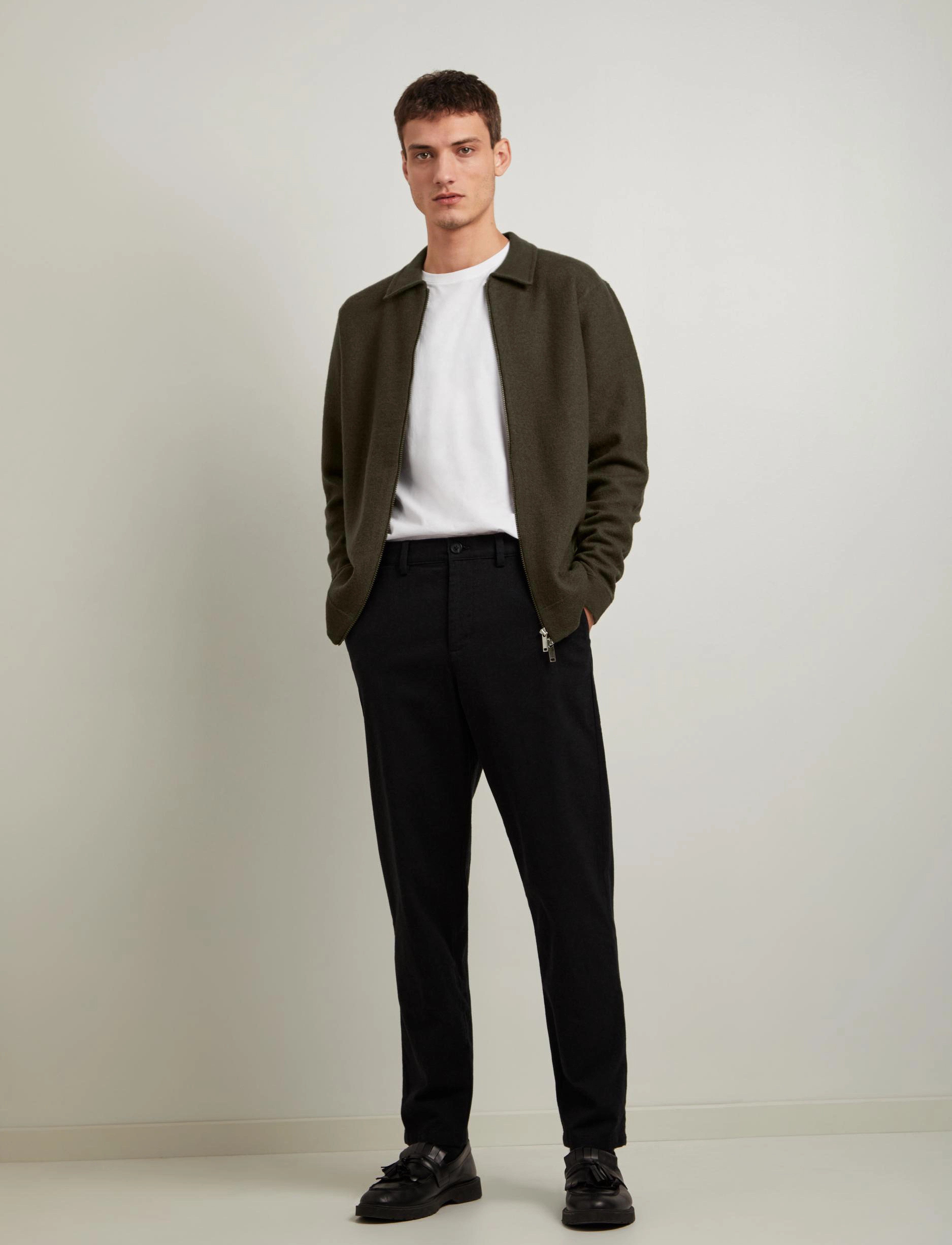 Selected - SLM175-SLIM MILES BRUSHED PANT NOOS - vabaajapüksid - black - 4