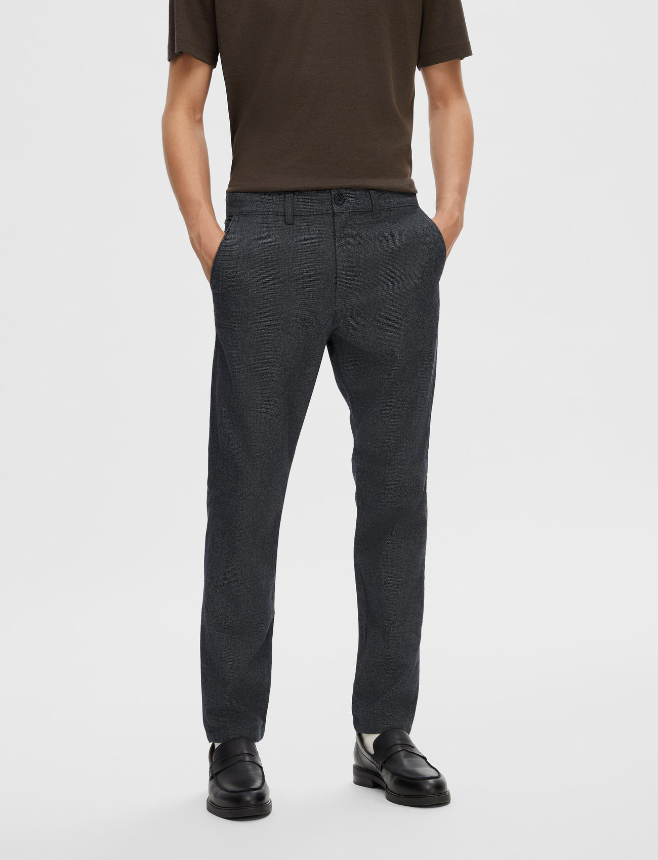 Selected Homme - SLHSLIM-MILES 175 BRUSHED PANTS W NOOS - pantalons - dark grey - 1