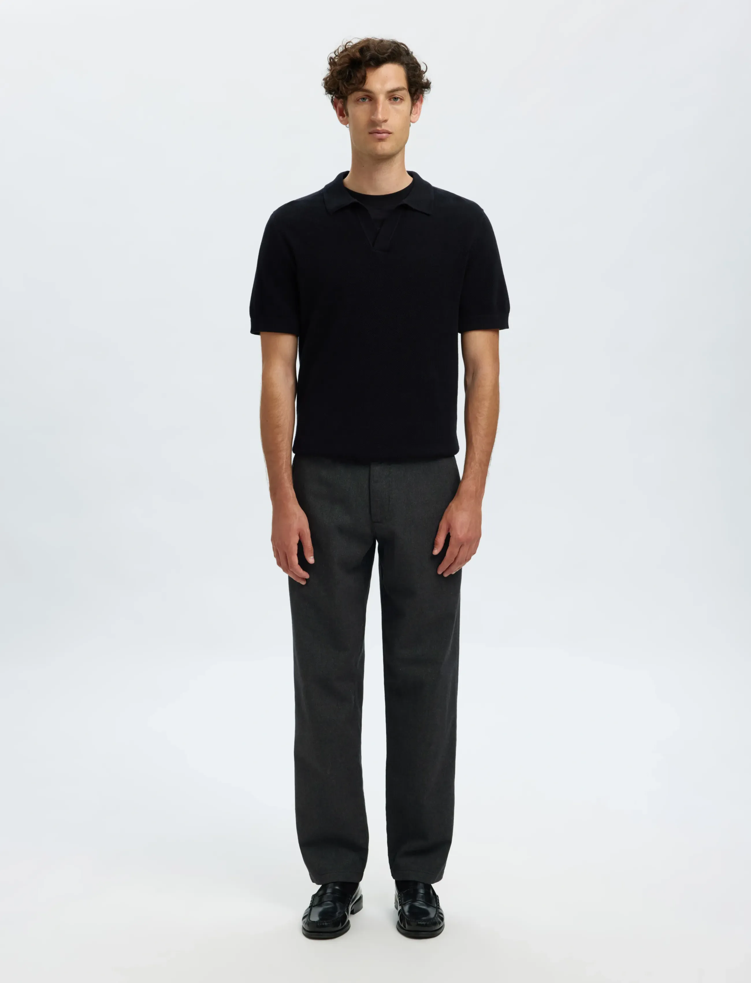Selected SLM175-SLIM MILES BRUSHED PANT NOOS - Looks for less - DARK GREY / grey