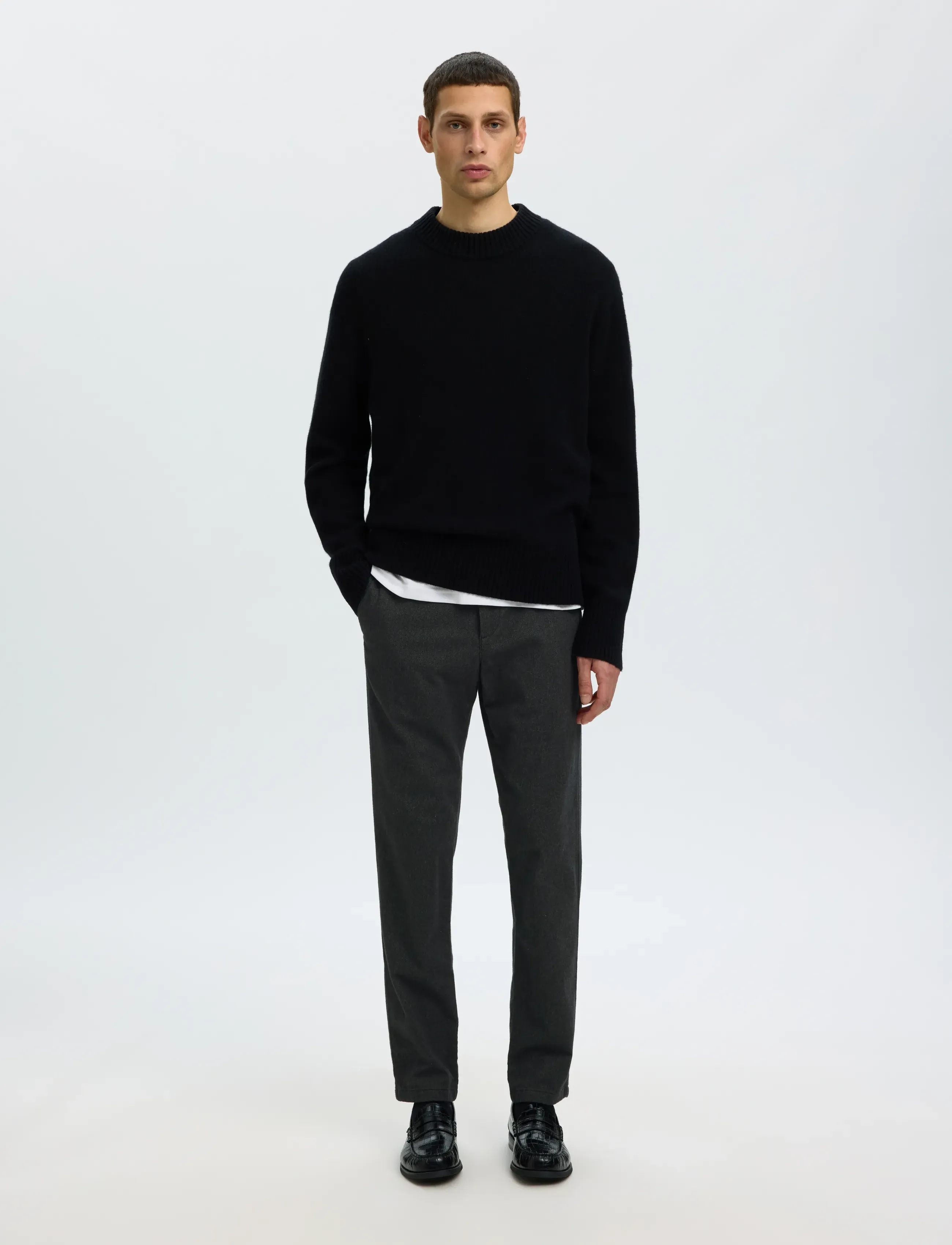 Selected - SLM175-SLIM MILES BRUSHED PANT NOOS - casual bukser - dark grey - 3