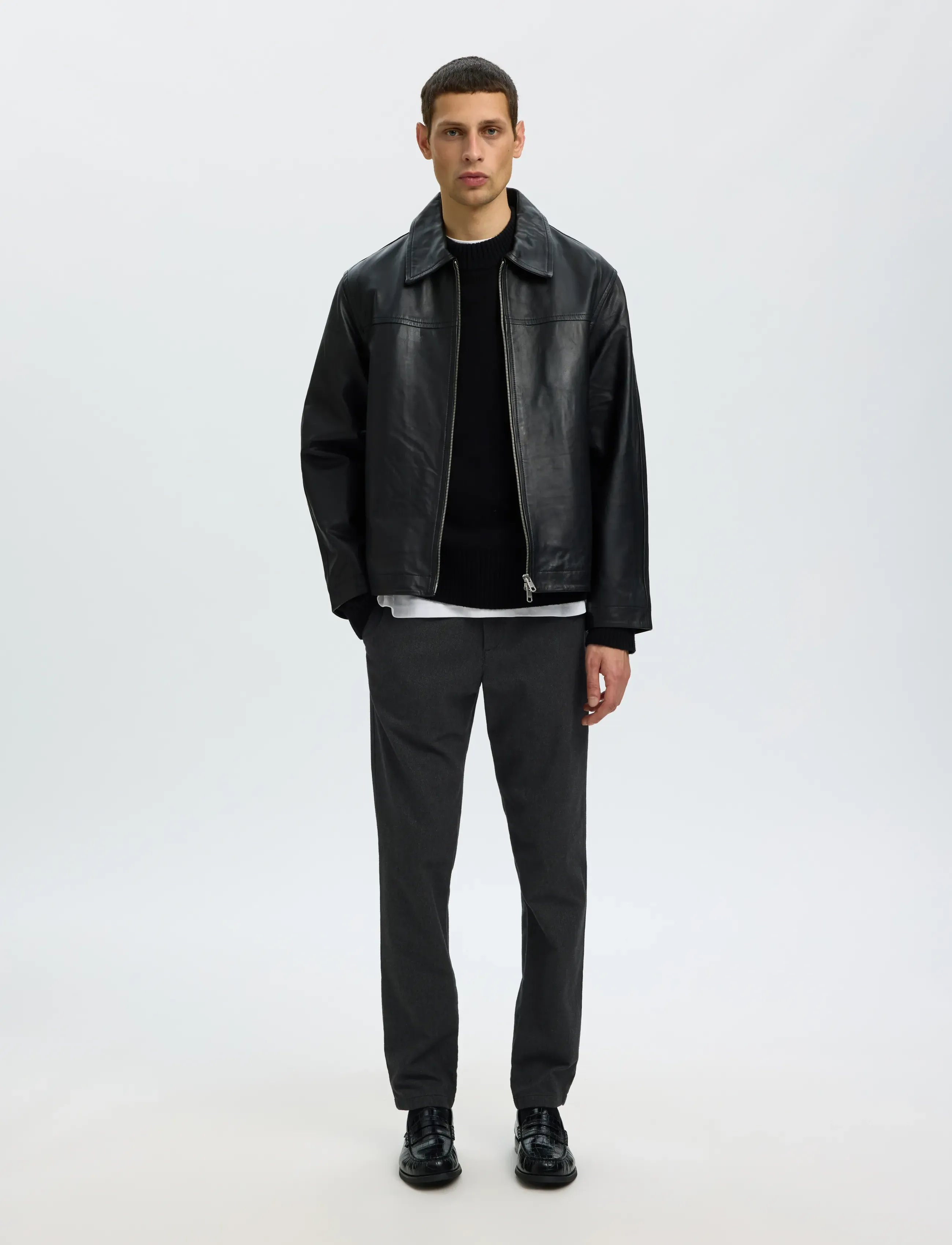 Selected - SLM175-SLIM MILES BRUSHED PANT NOOS - casual bukser - dark grey - 5