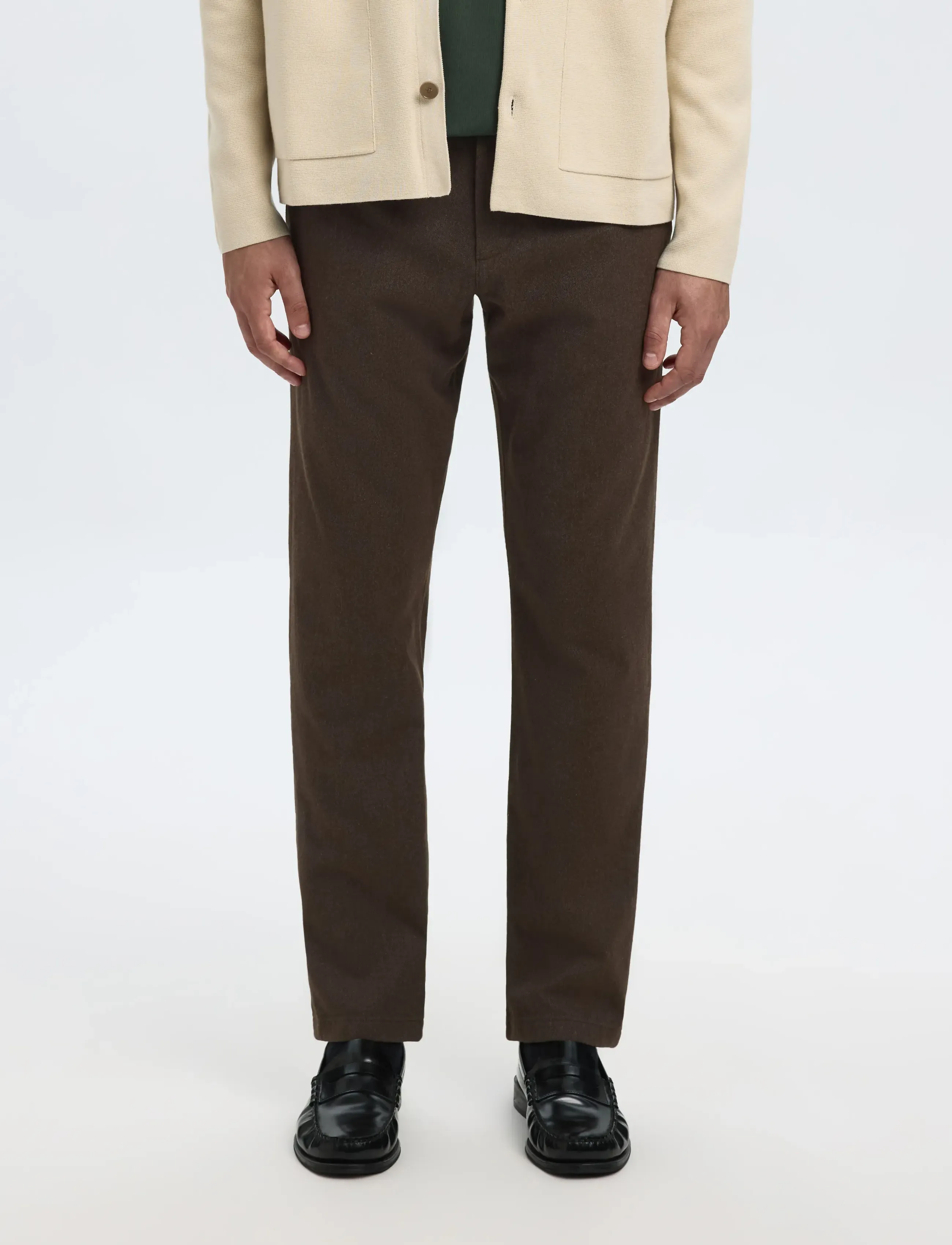 Selected Slm175-Slim Miles Brushed Pant Noos, 33 x 34, Brown, Bukser > Formelle Bukser, Herre