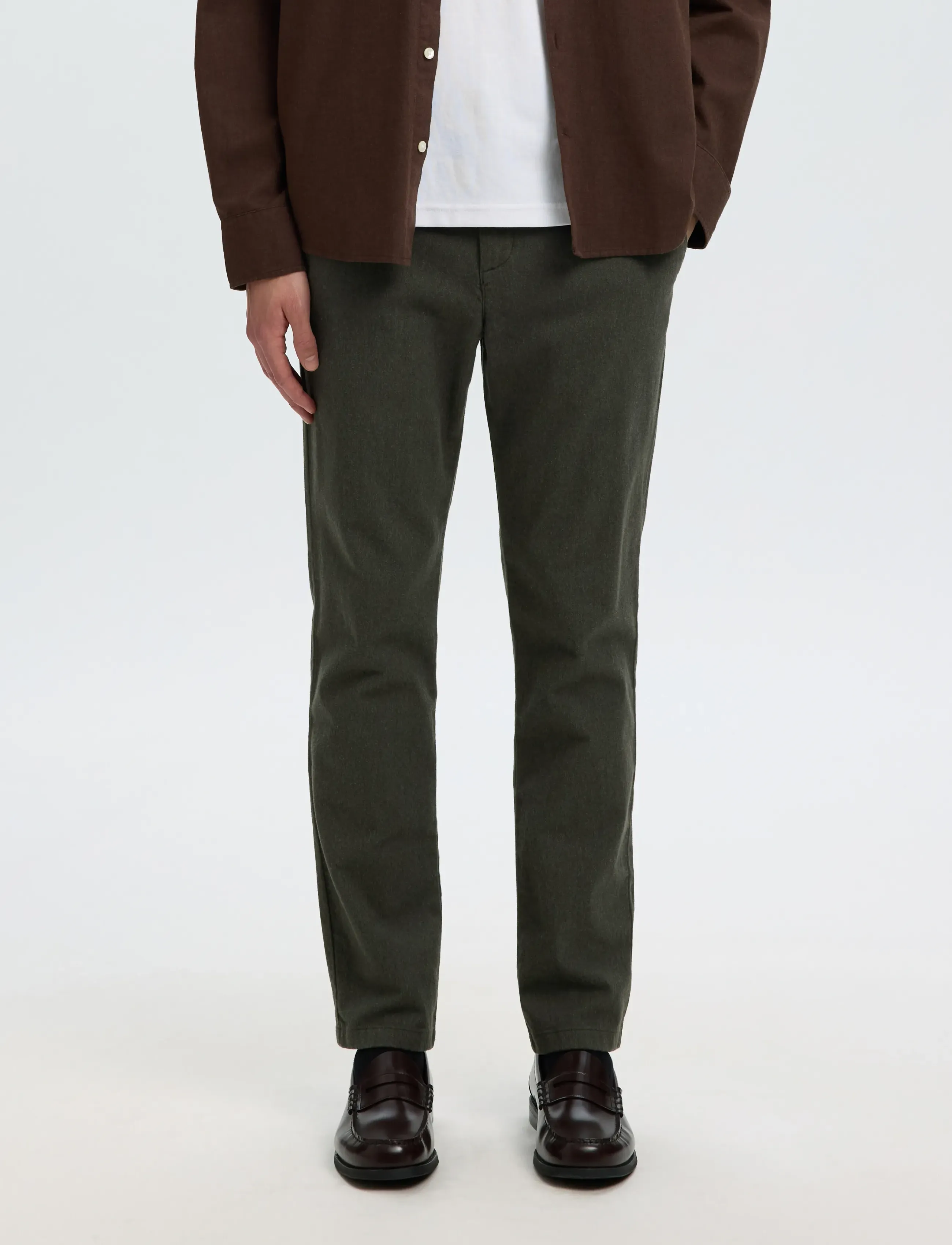 Selected SLM175-SLIM MILES BRUSHED PANT NOOS - Selected - FOREST NIGHT / khaki/green