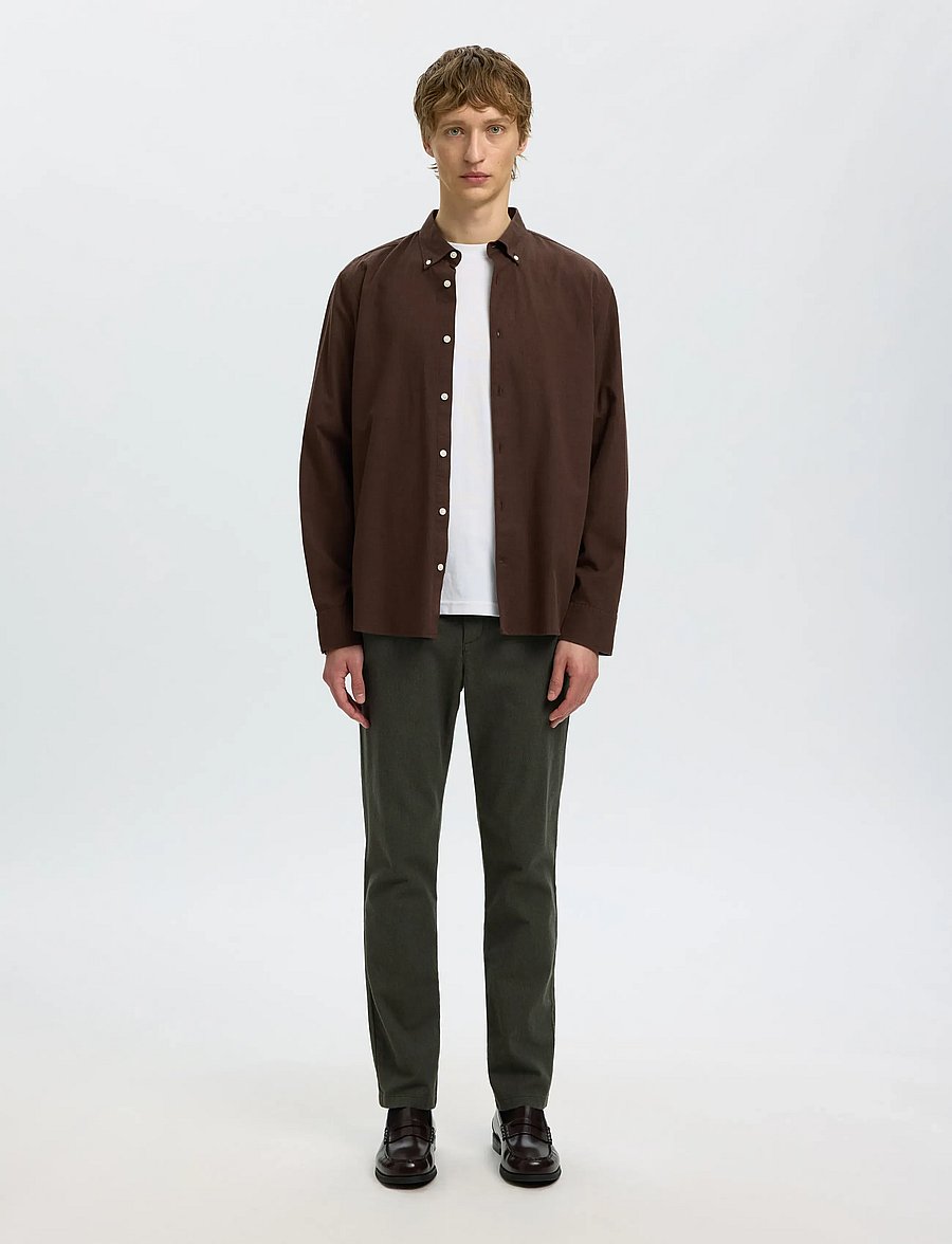 Selected - SLM175-SLIM MILES BRUSHED PANT NOOS - casual bukser - forest night - 3