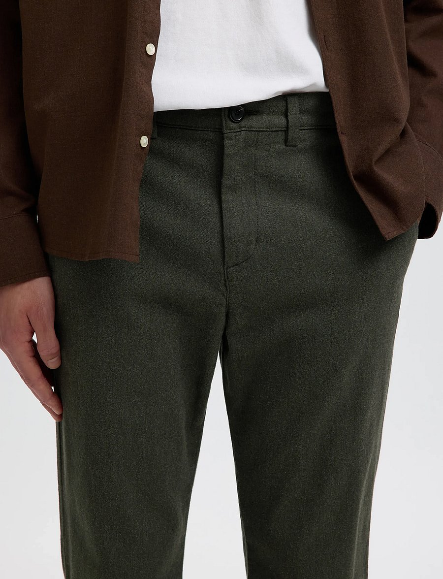 Selected - SLM175-SLIM MILES BRUSHED PANT NOOS - casual bukser - forest night - 4