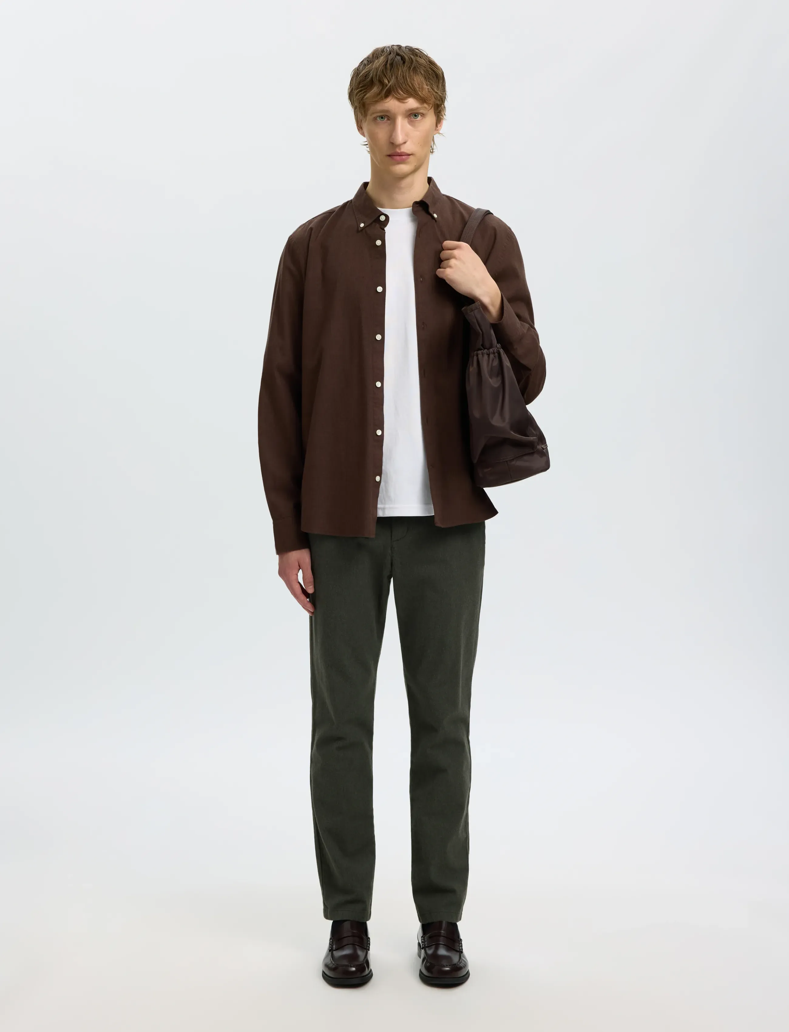 Selected - SLM175-SLIM MILES BRUSHED PANT NOOS - casual bukser - forest night - 5