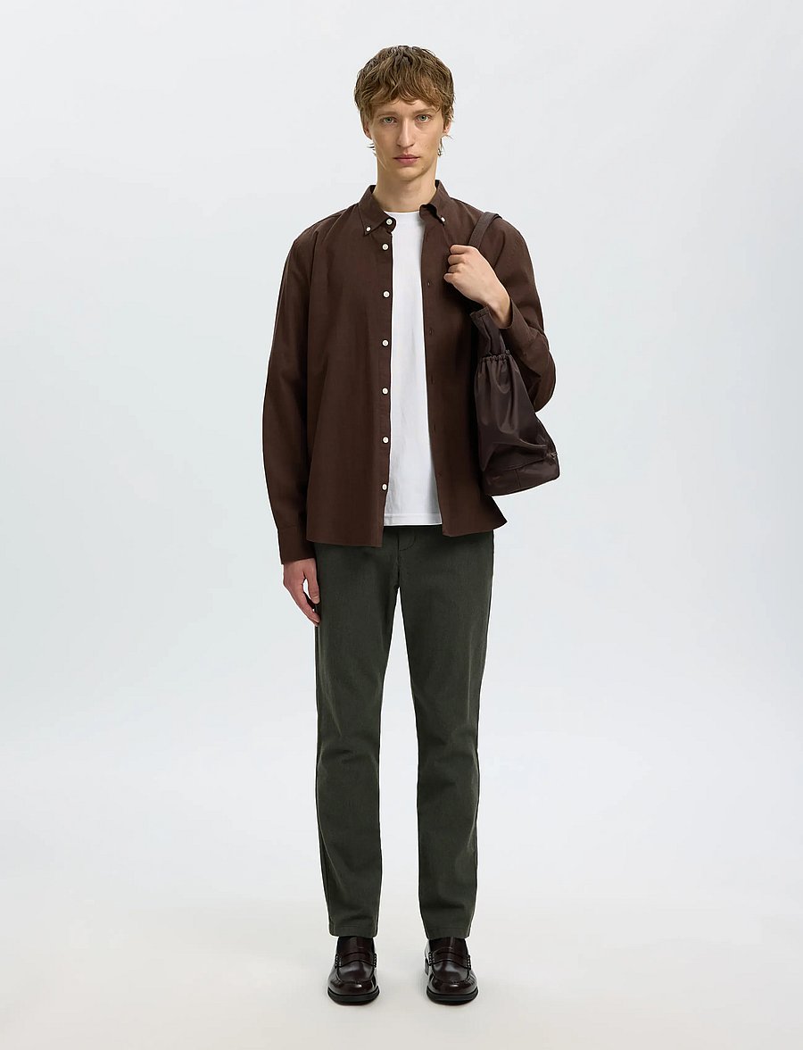 Selected - SLM175-SLIM MILES BRUSHED PANT NOOS - casual bukser - forest night - 5