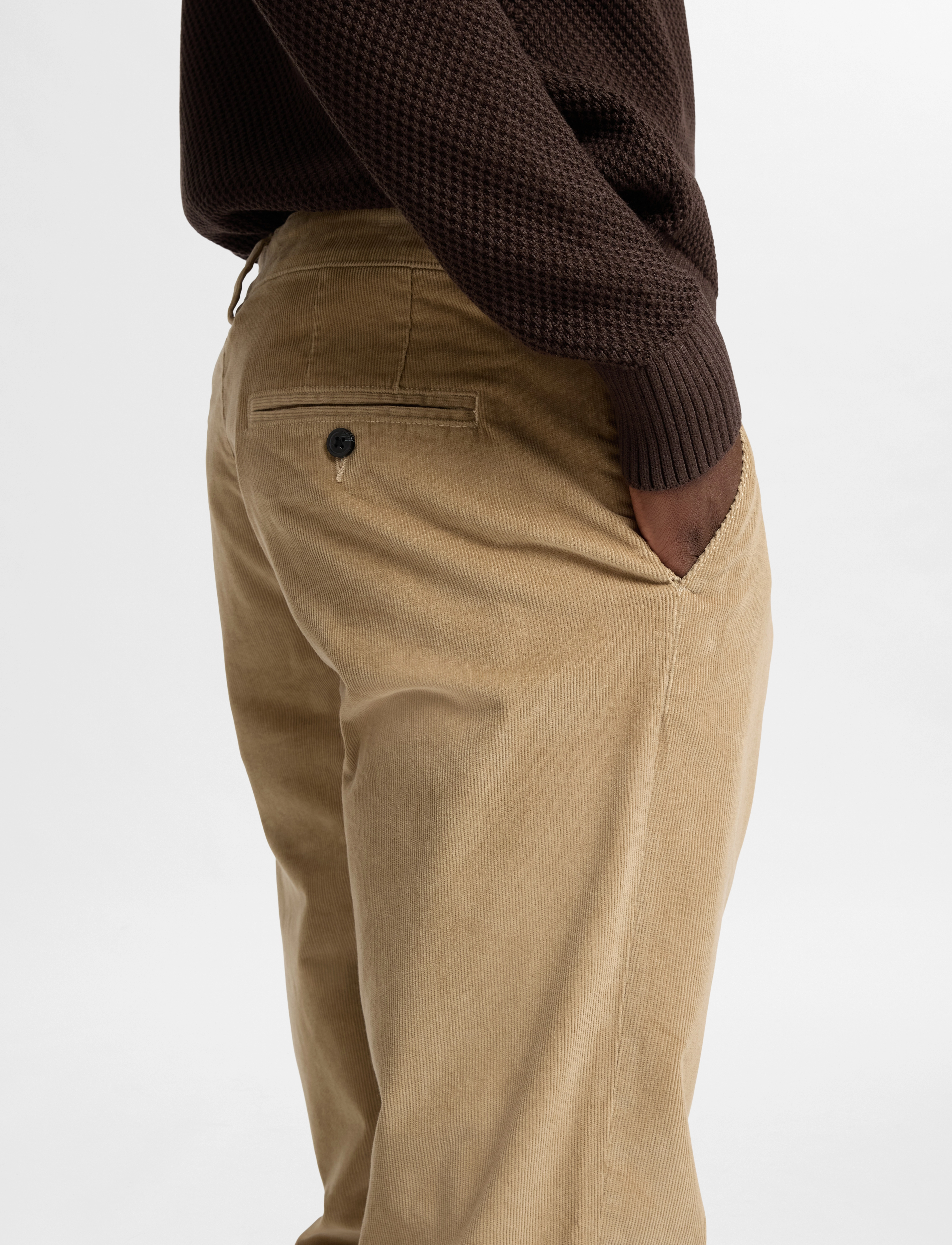 Selected - SLM196-STRAIGHT MILES CORD PANT NOOS - chinos - chinchilla - 3