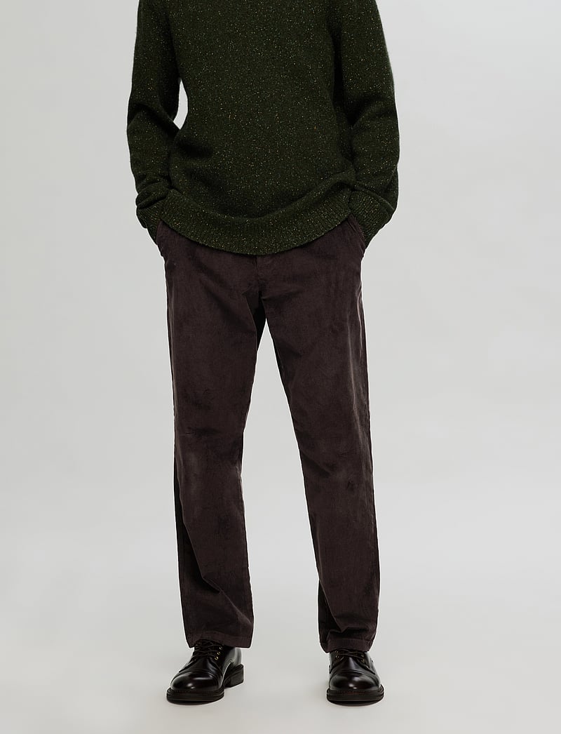 Selected - SLH196-STRAIGHT MILES CORD PANT W NOOS - chino püksid - chocolate torte - 0