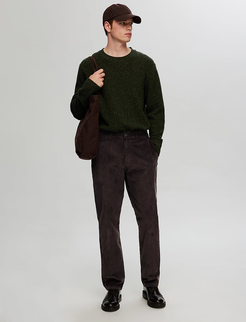 Selected - SLH196-STRAIGHT MILES CORD PANT W NOOS - chino püksid - chocolate torte - 4