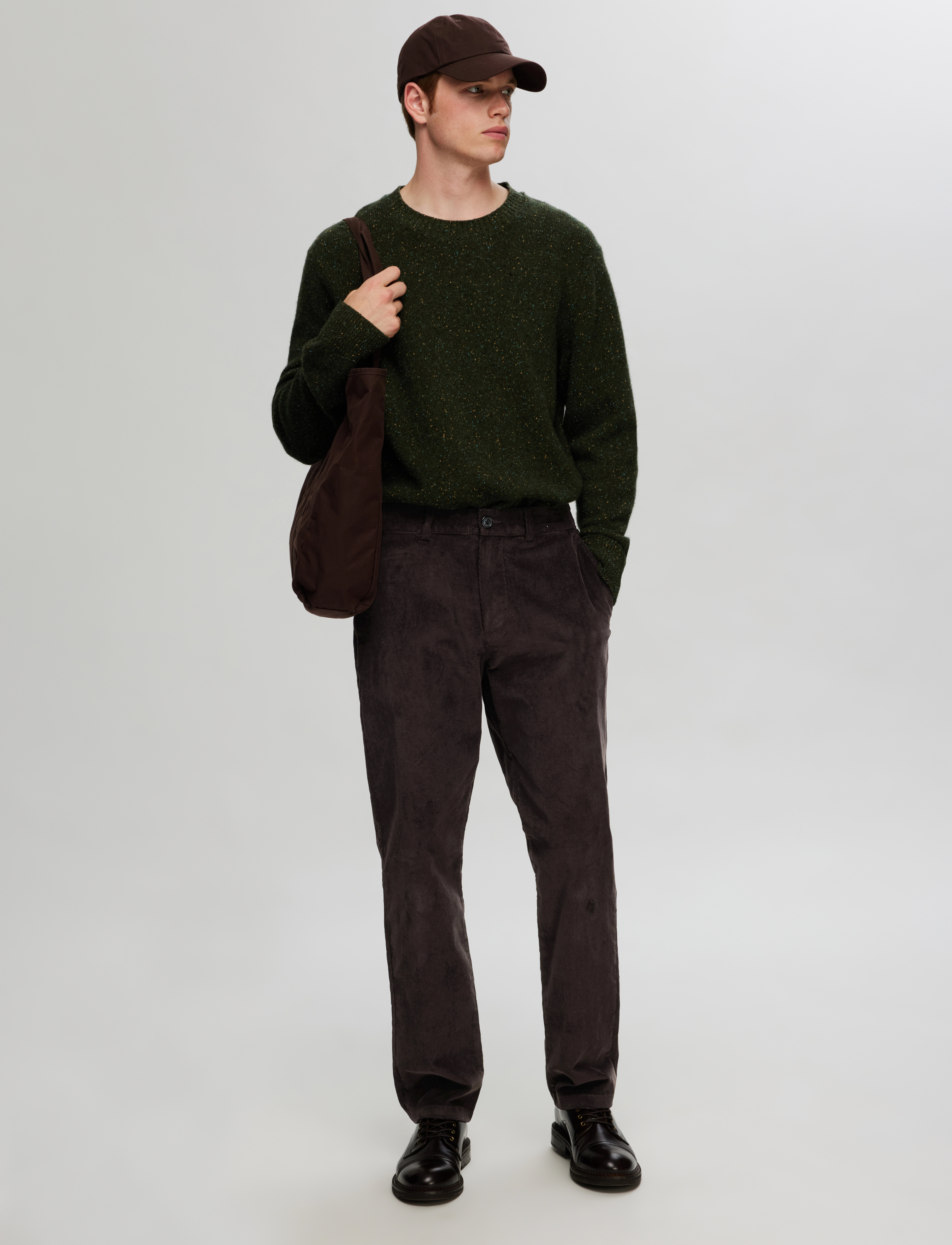 Selected - SLM196-STRAIGHT MILES CORD PANT NOOS - chinos - chocolate torte - 4