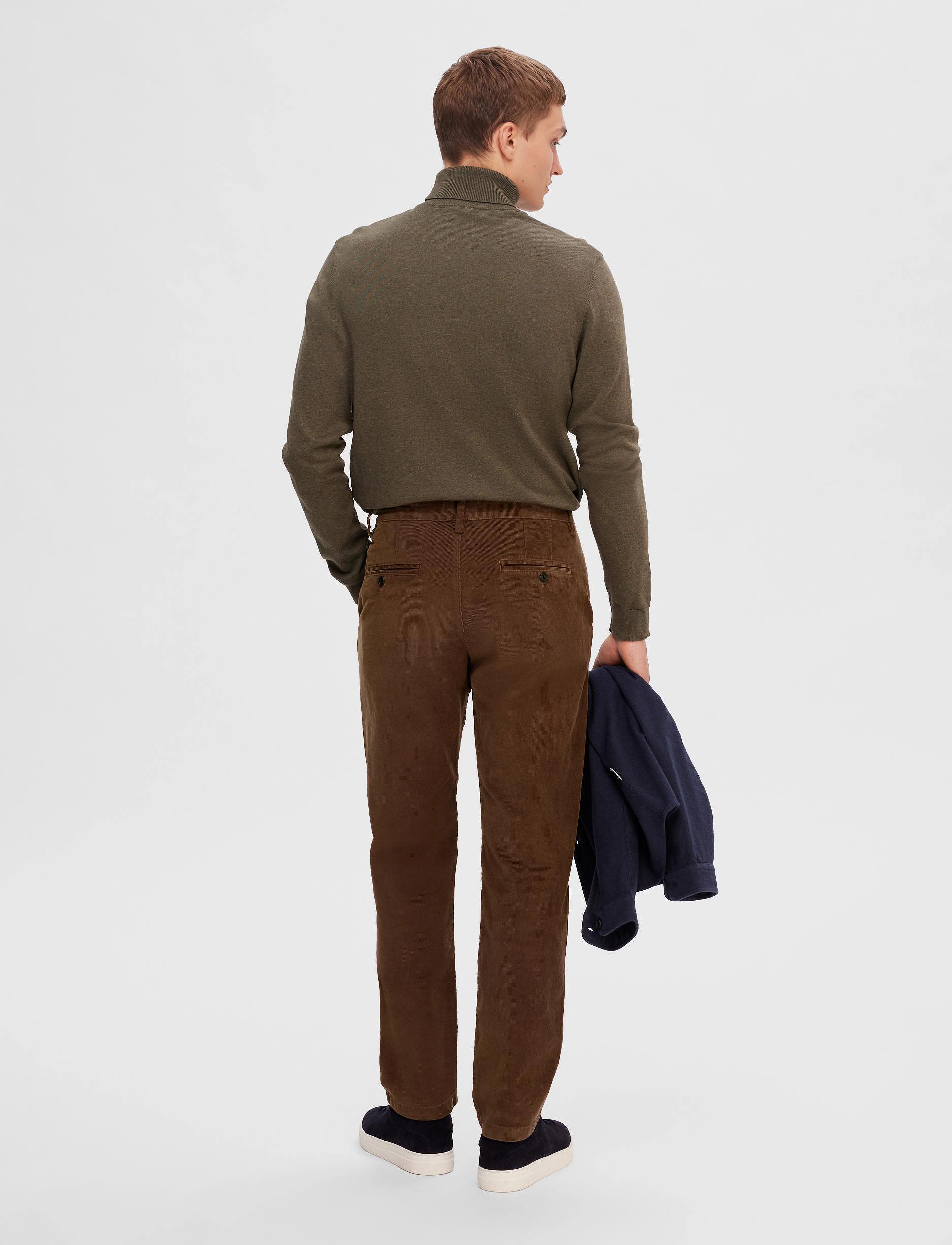 Selected - SLM196-STRAIGHT MILES CORD PANT NOOS - chinos - dark earth - 4