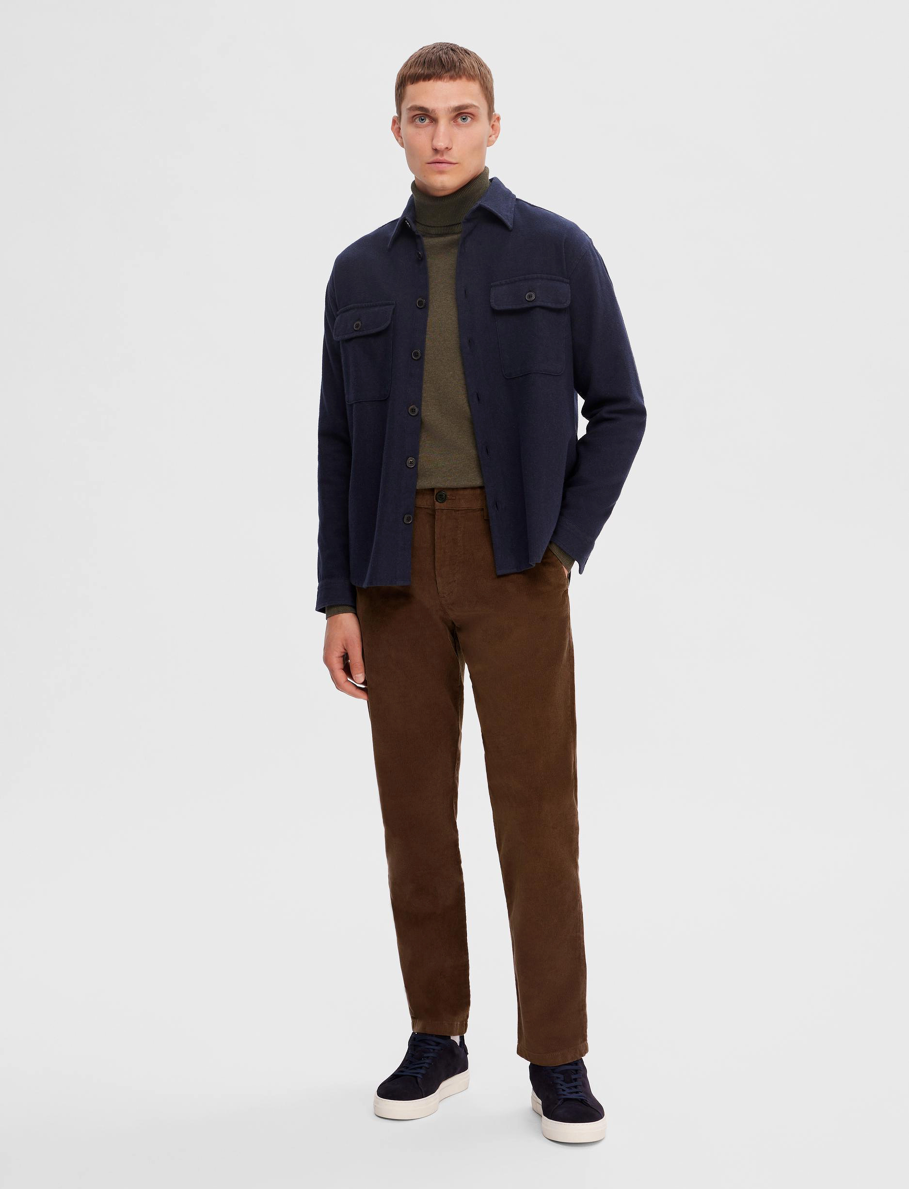 Selected - SLM196-STRAIGHT MILES CORD PANT NOOS - chinos - dark earth - 5