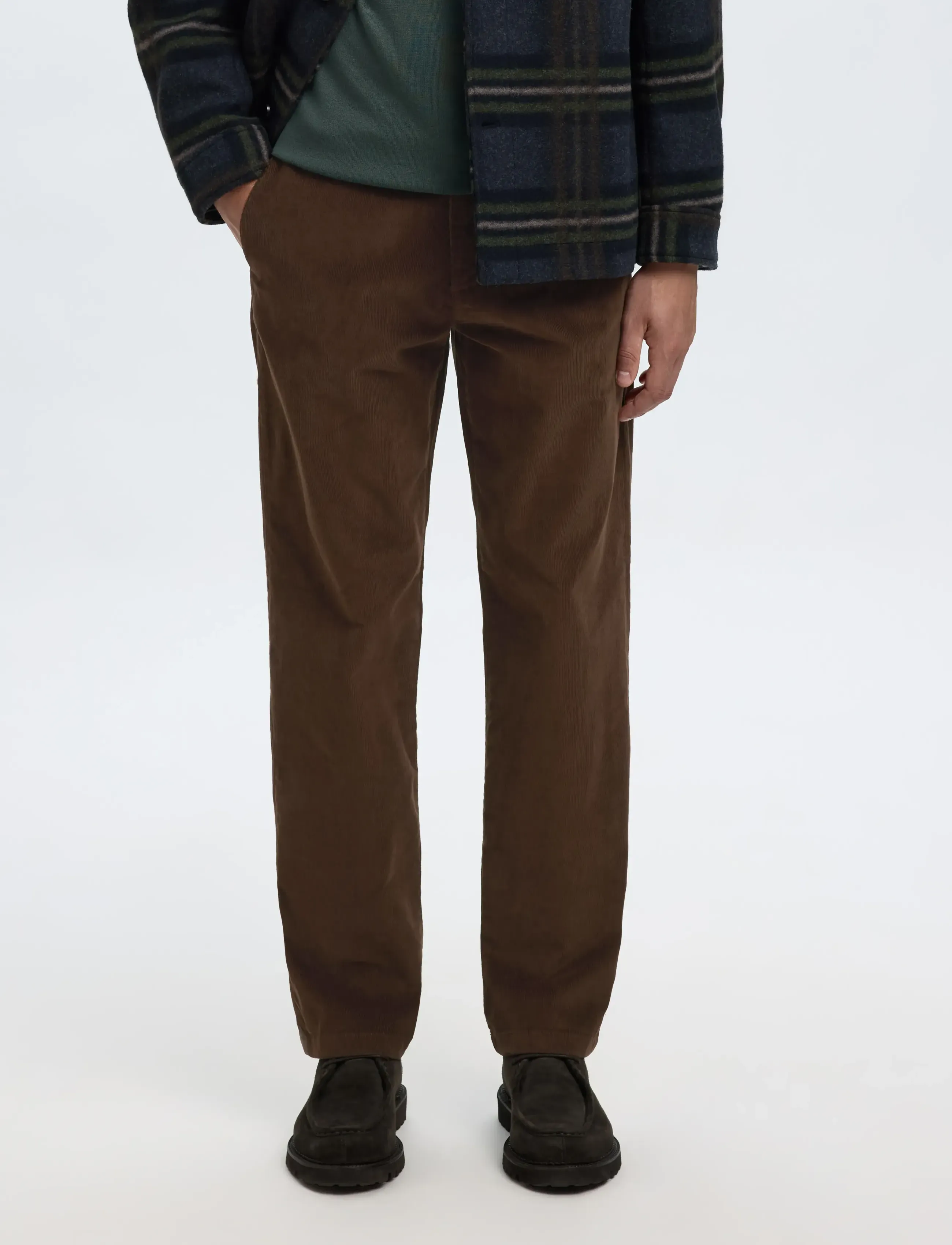 Selected SLH196-STRAIGHT MILES CORD PANT W NOOS - Hosen - DEMITASSE / brown