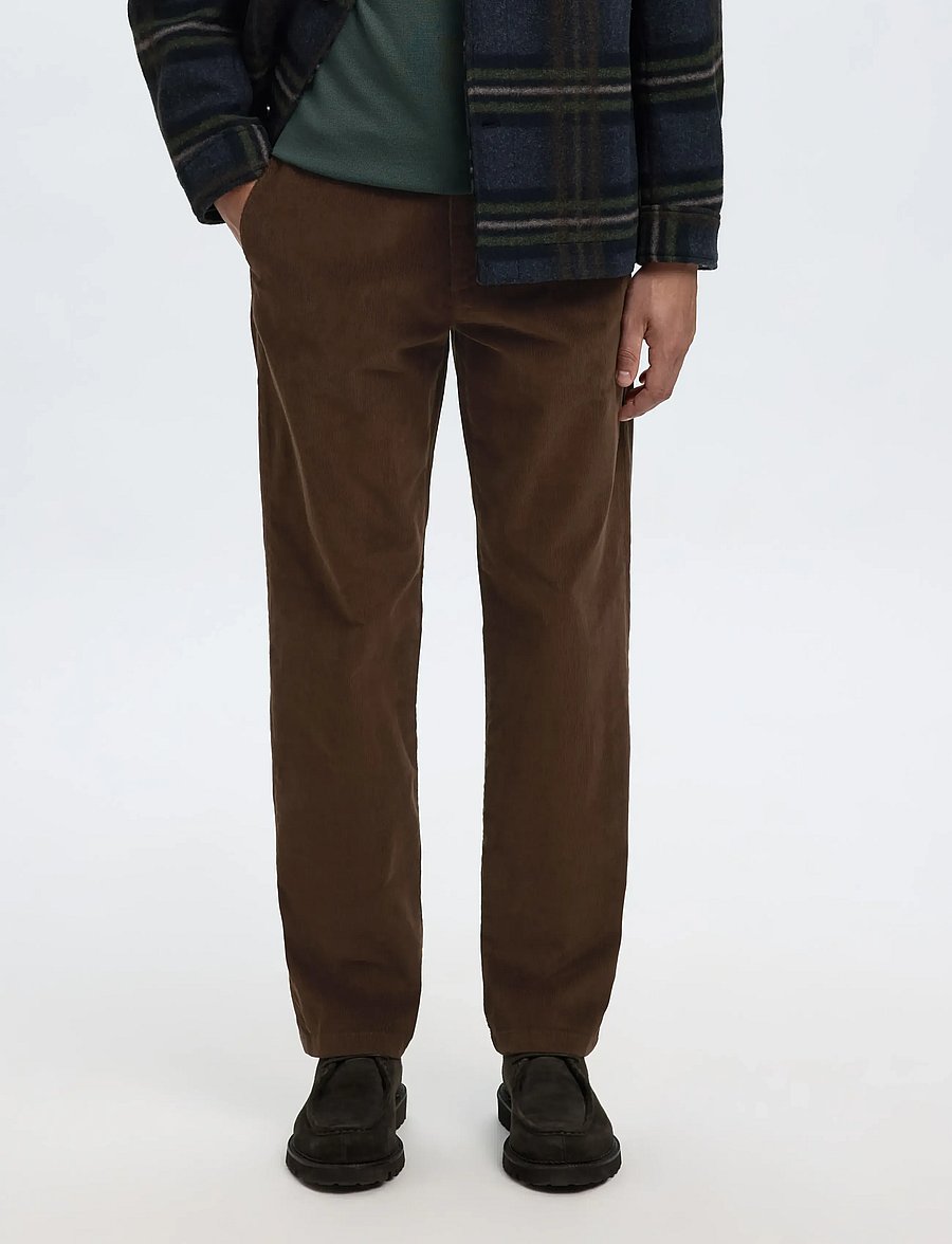 Selected - SLM196-STRAIGHT MILES CORD PANT NOOS - chinos - demitasse - 0