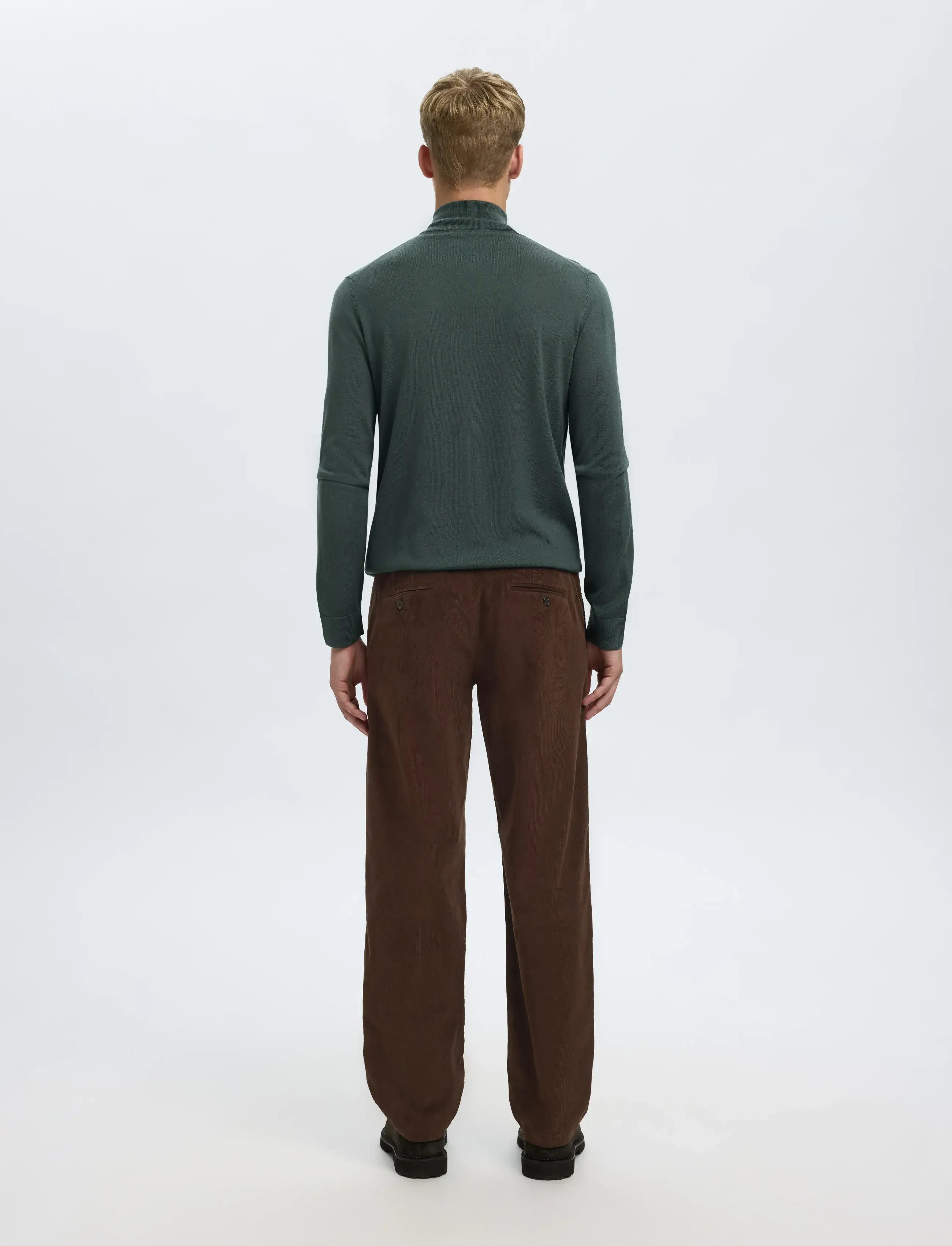 Selected - SLM196-STRAIGHT MILES CORD PANT NOOS - chinos - demitasse - 2
