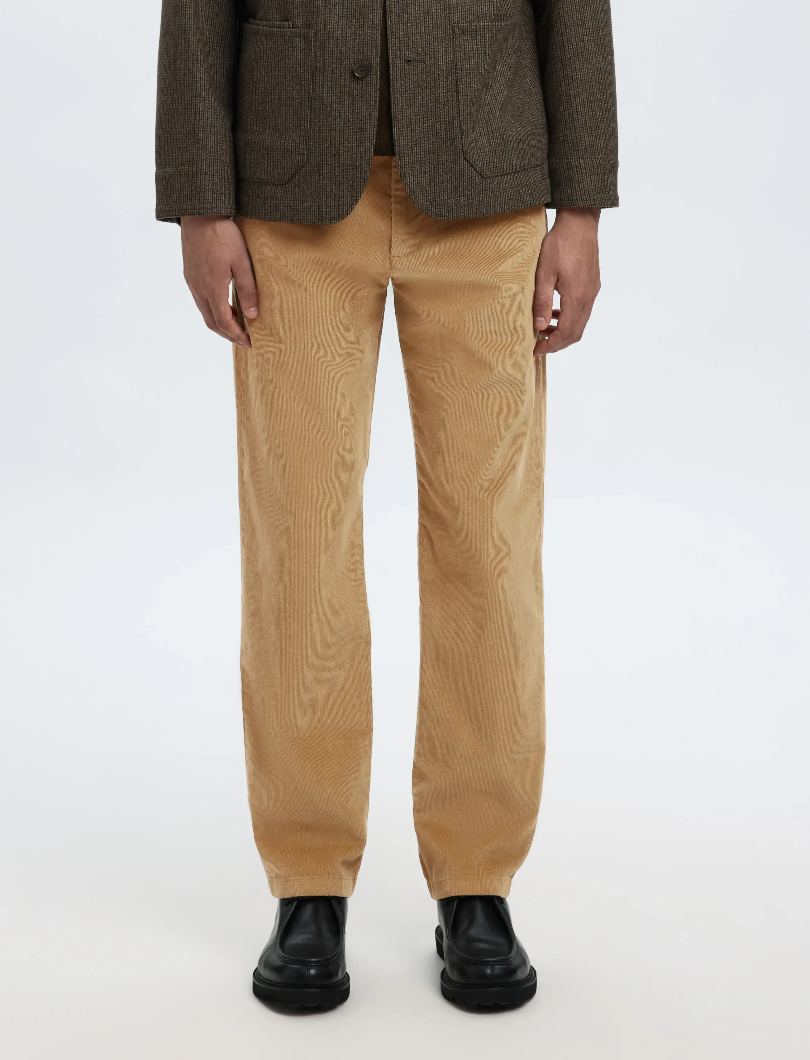 Selected SLH196-STRAIGHT MILES CORD PANT W NOOS - Bukser - KELP / beige