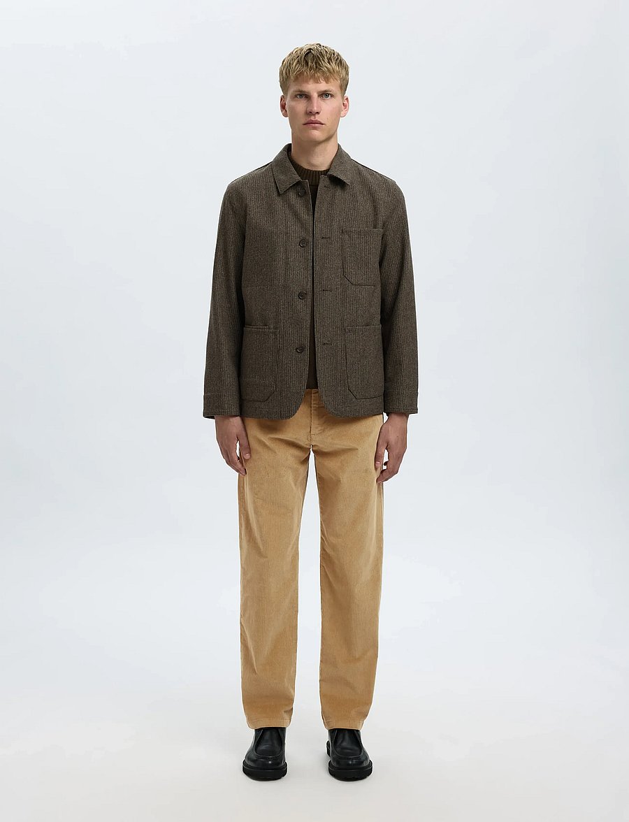 Selected - SLM196-STRAIGHT MILES CORD PANT NOOS - chinos - kelp - 4