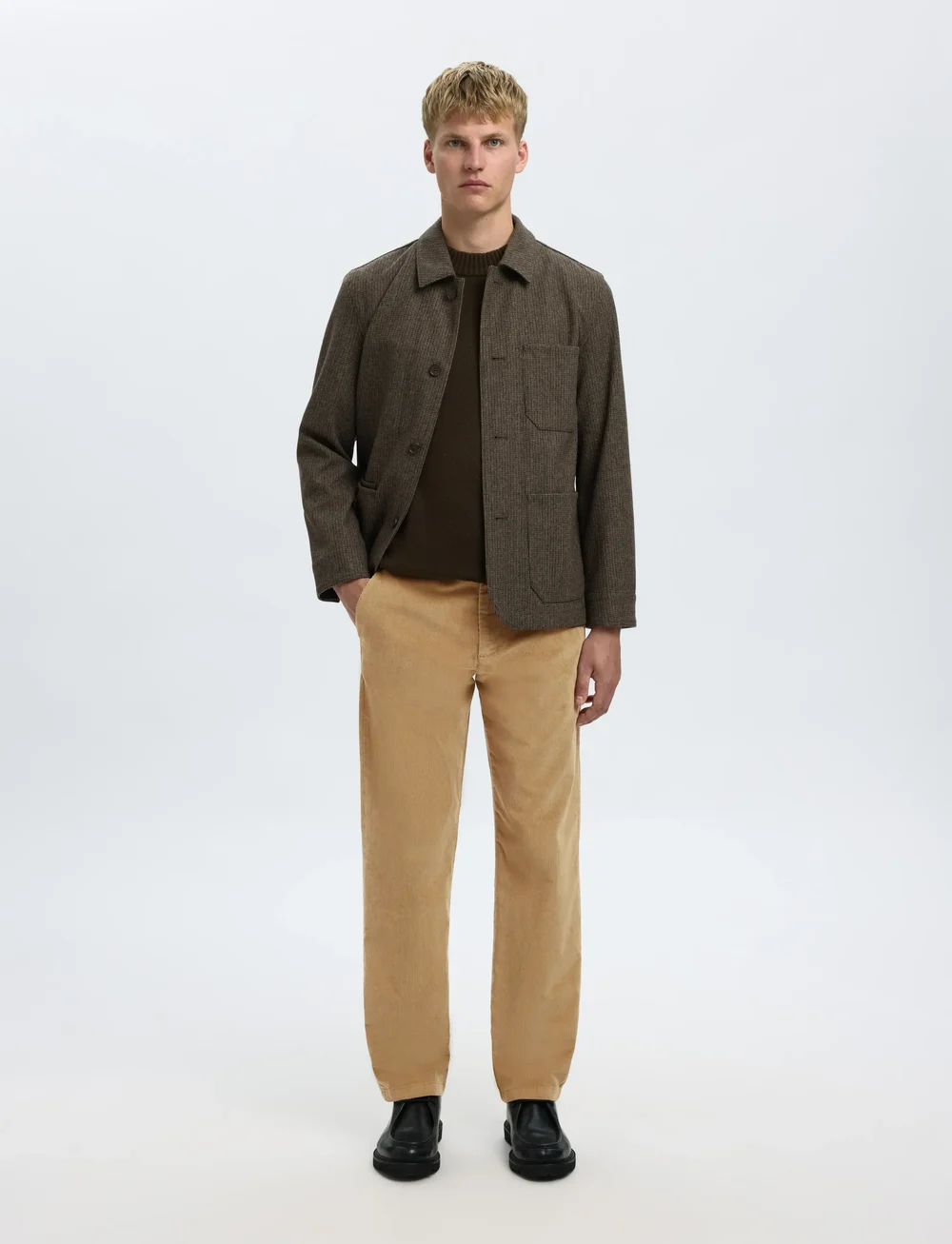 Selected - SLH196-STRAIGHT MILES CORD PANT W NOOS - chinos - kelp - 5