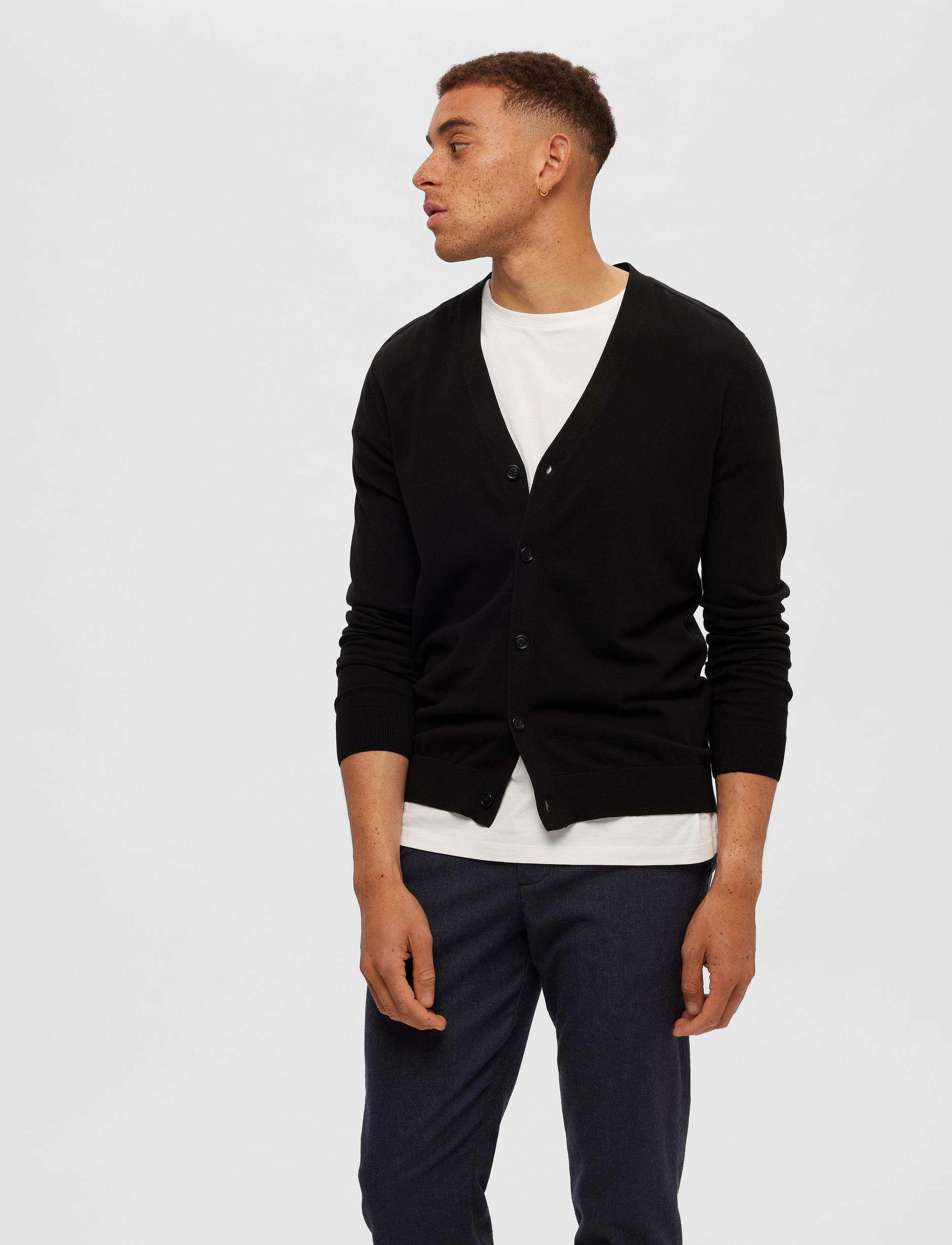 Selected Homme - SLHBERG LS KNIT V-NECK CARDIGAN B NOOS - black - 2