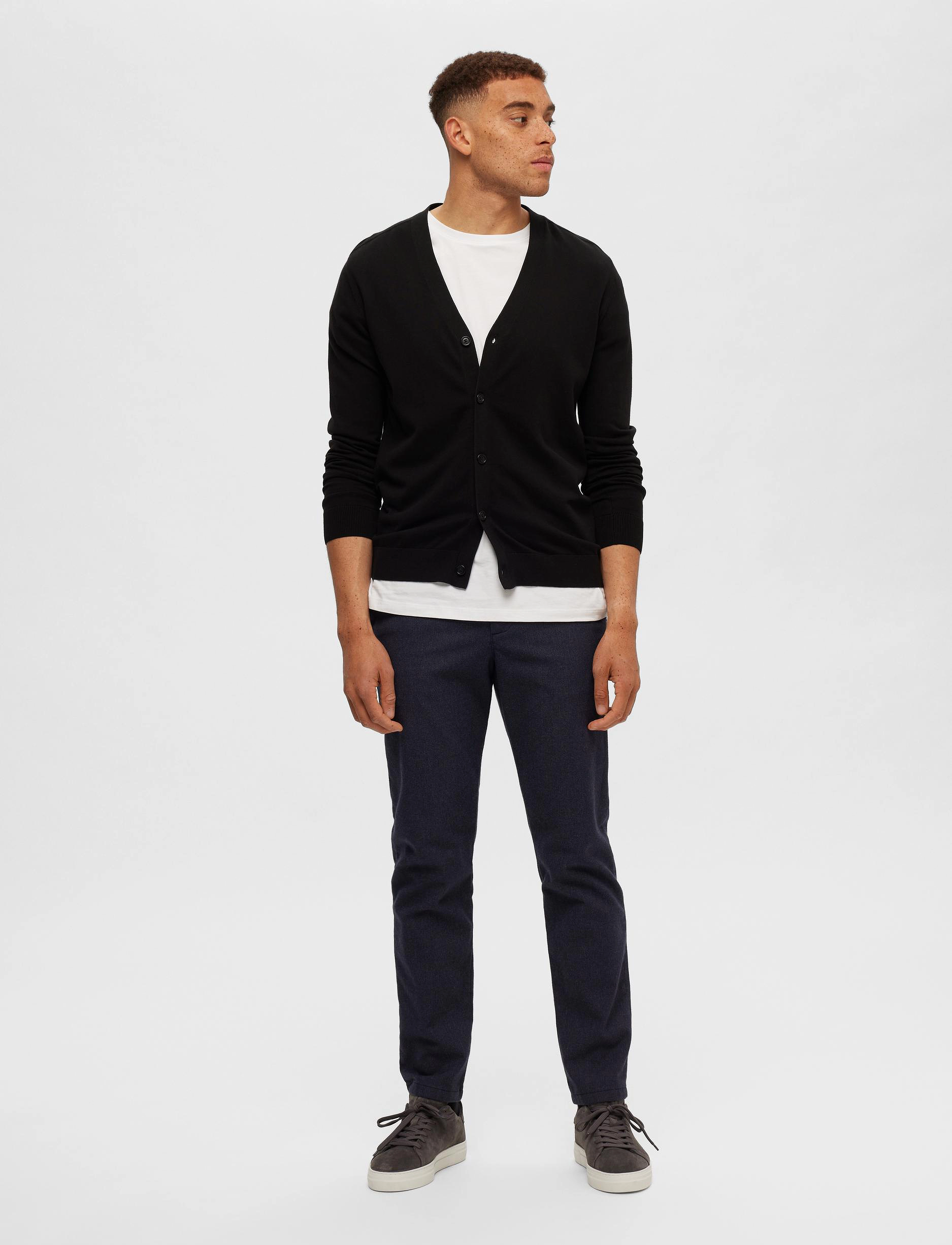 Selected Homme - SLHBERG LS KNIT V-NECK CARDIGAN B NOOS - black - 4