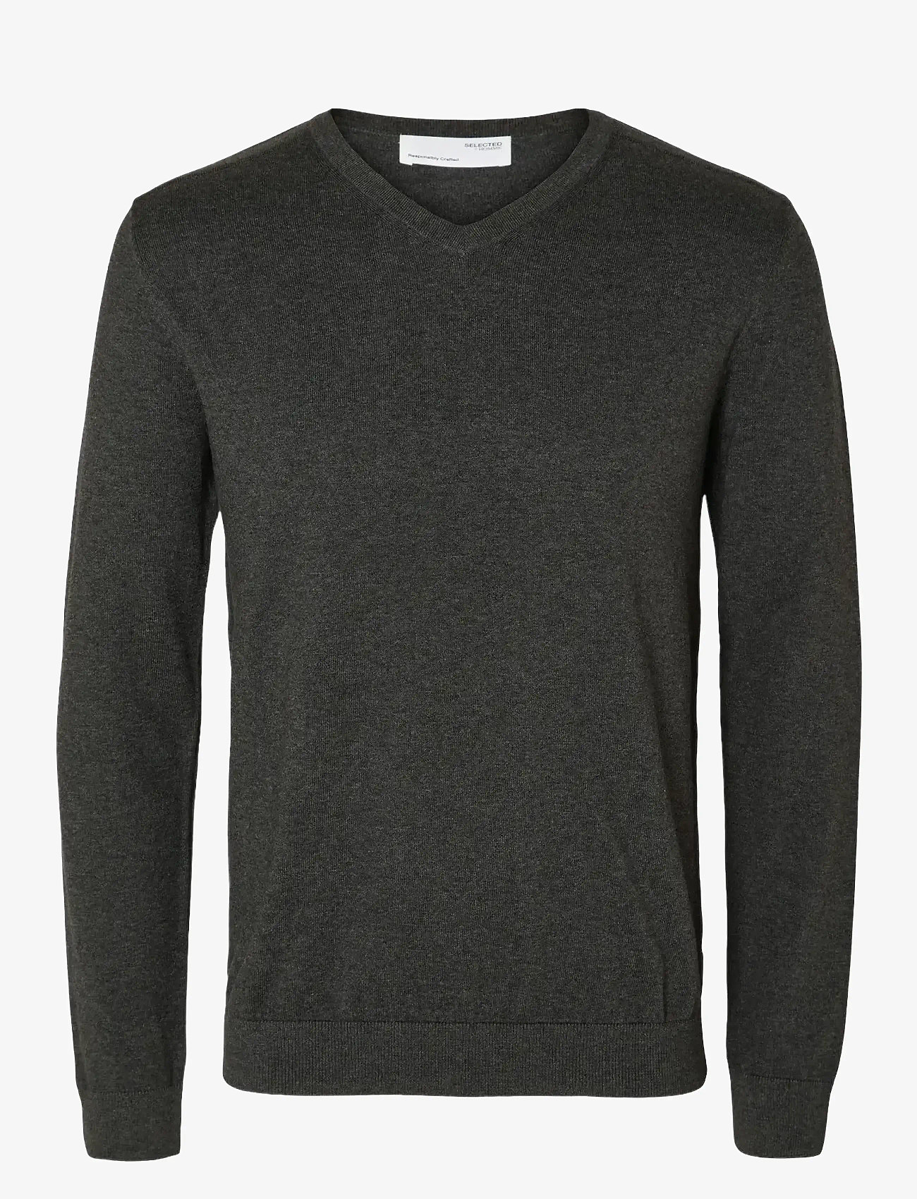 Selected - SLHBERG LS KNIT V-NECK NOOS - v-ausschnitt - antracit - 1