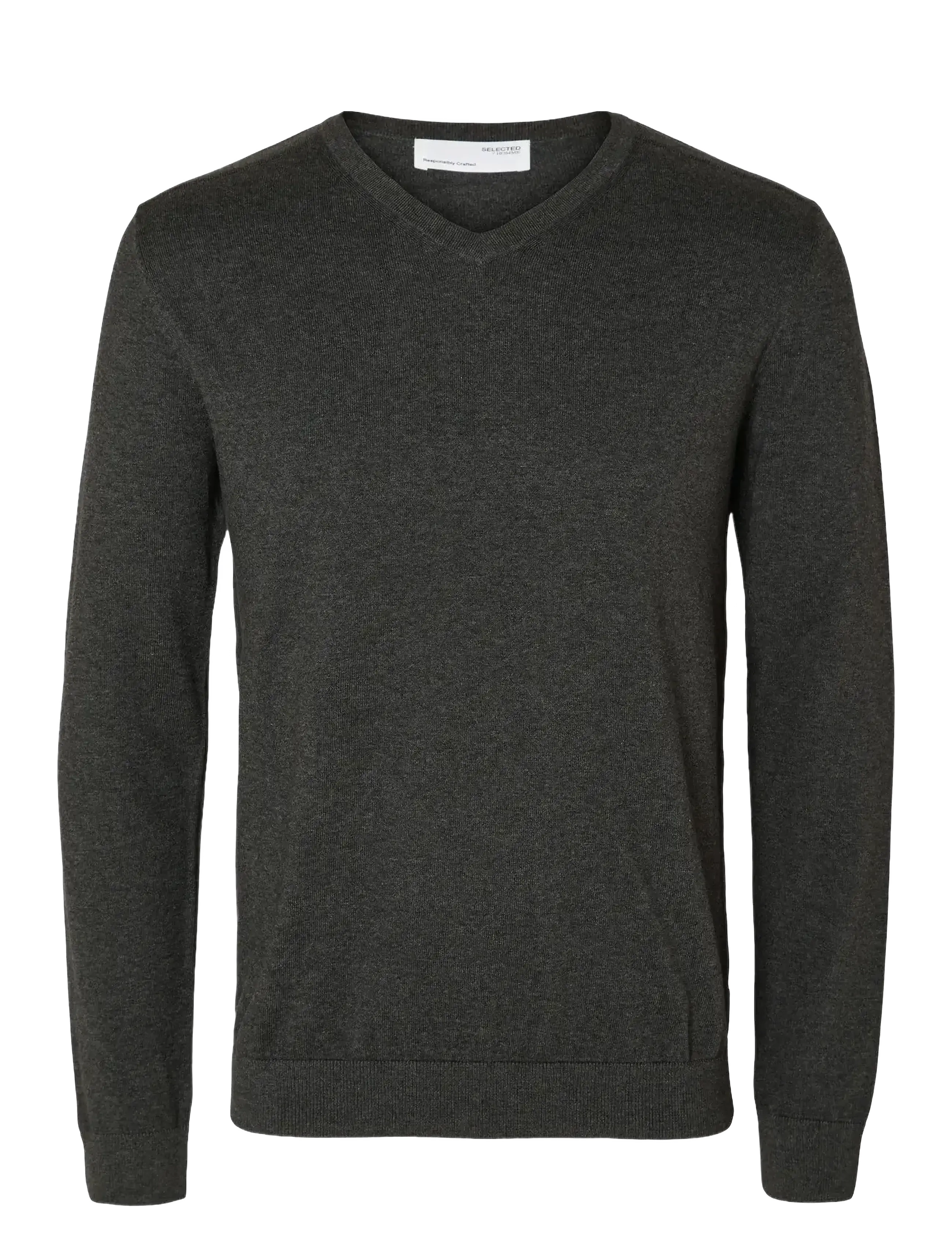 Selected - SLHBERG LS KNIT V-NECK NOOS - v-ausschnitt - antracit - 1