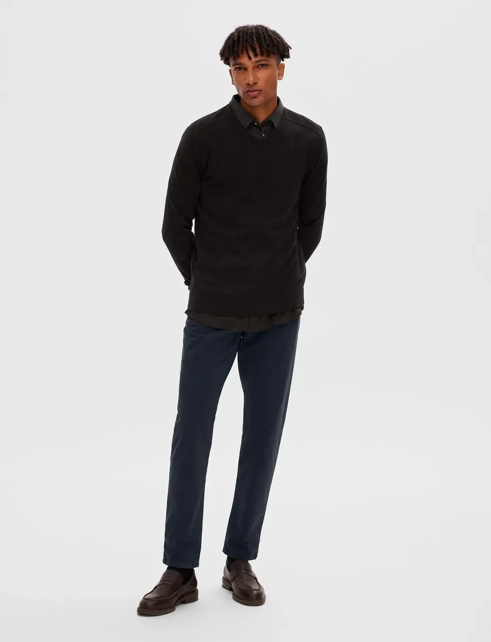 Selected - SLHBERG LS KNIT V-NECK NOOS - v-hals - black - 4