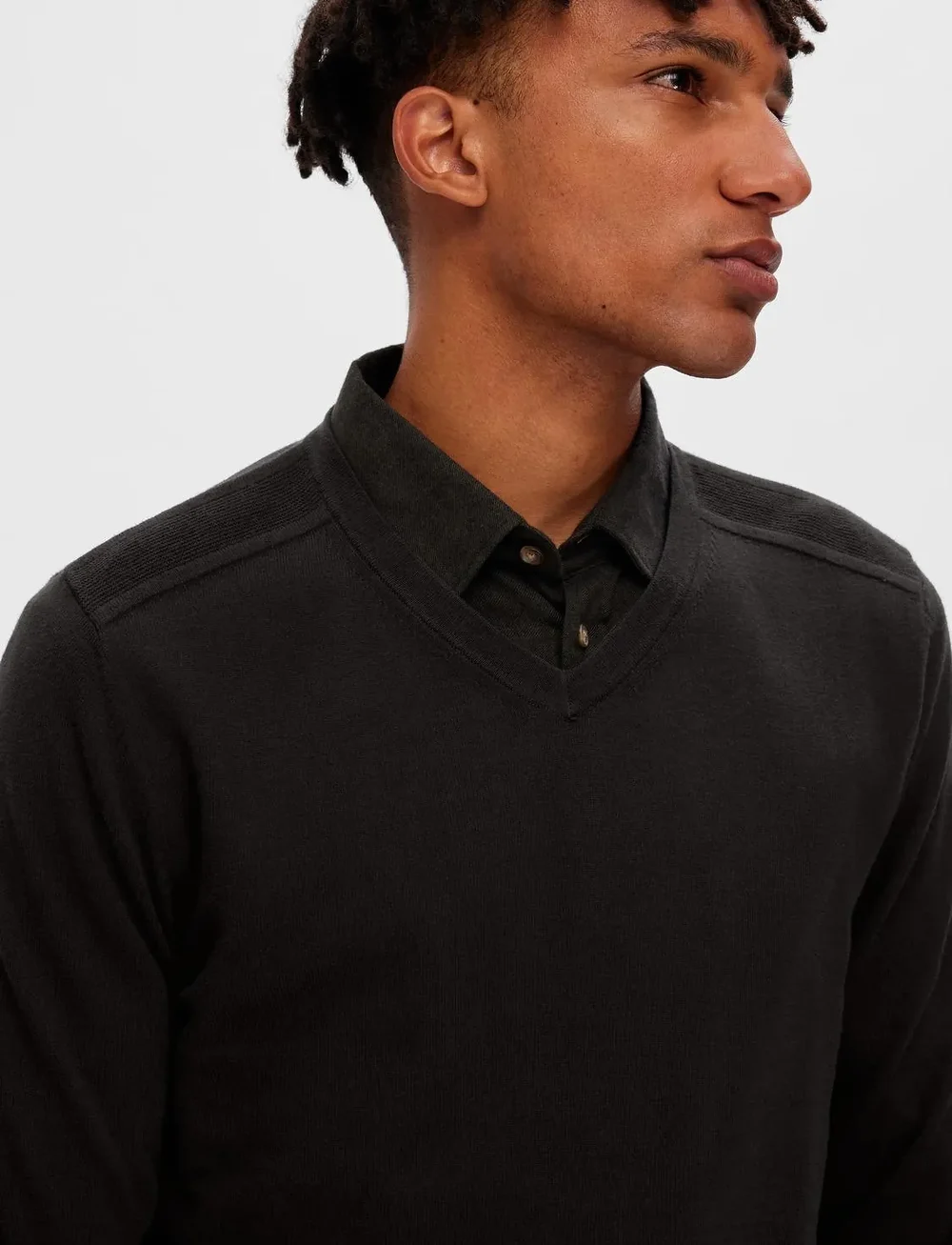 Selected - SLHBERG LS KNIT V-NECK NOOS - v-hals - black - 5