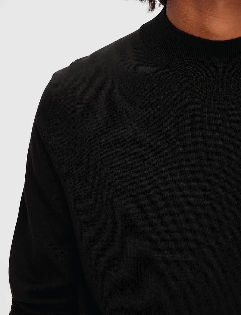 Selected - SLHTOWN MERINO COOLMAX KNIT MOCK B NOOS - rollkragen - black - 5