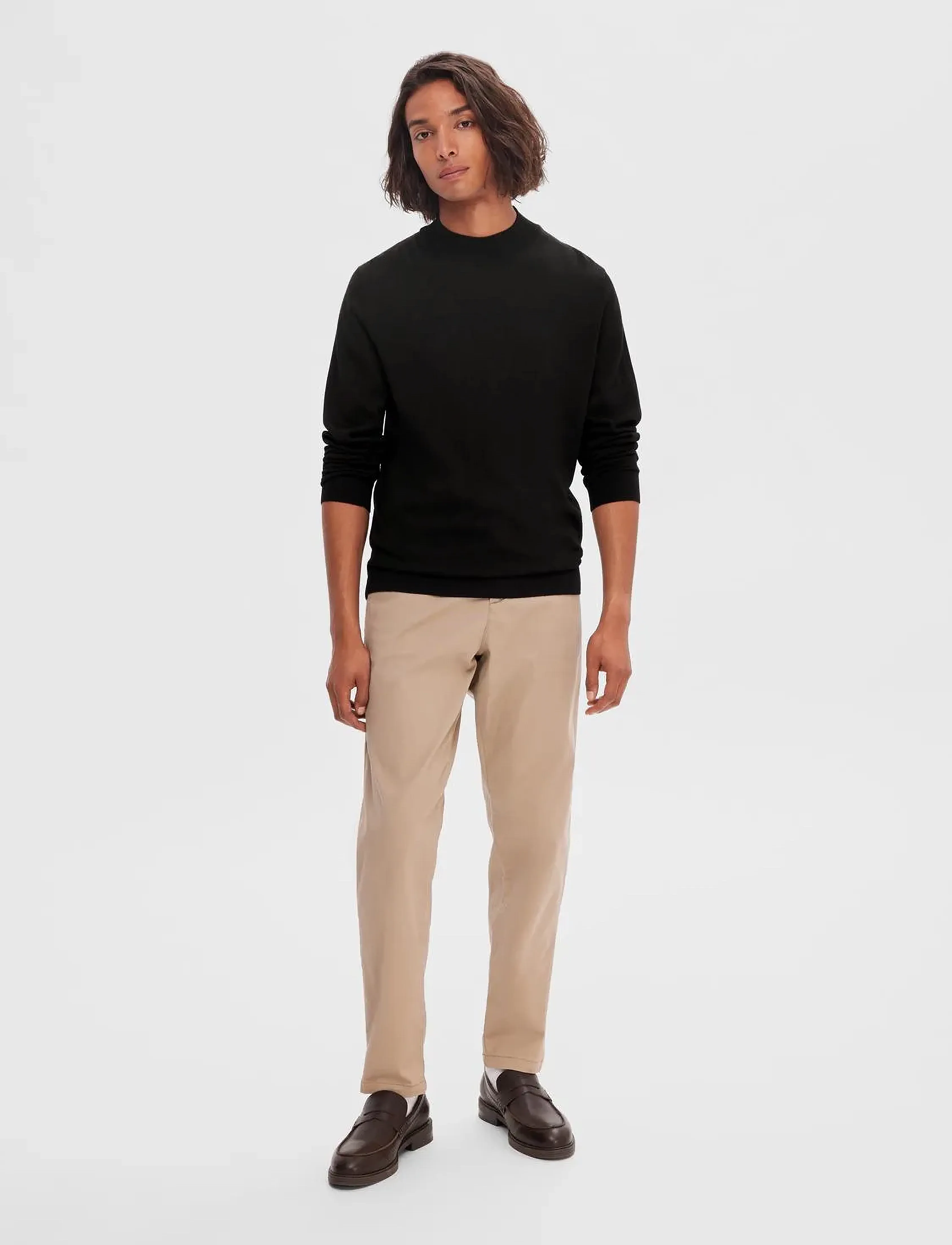 SELECTED Slhtown Merino Coolmax Knit Mock B Noos polotröjor herr – bild 5