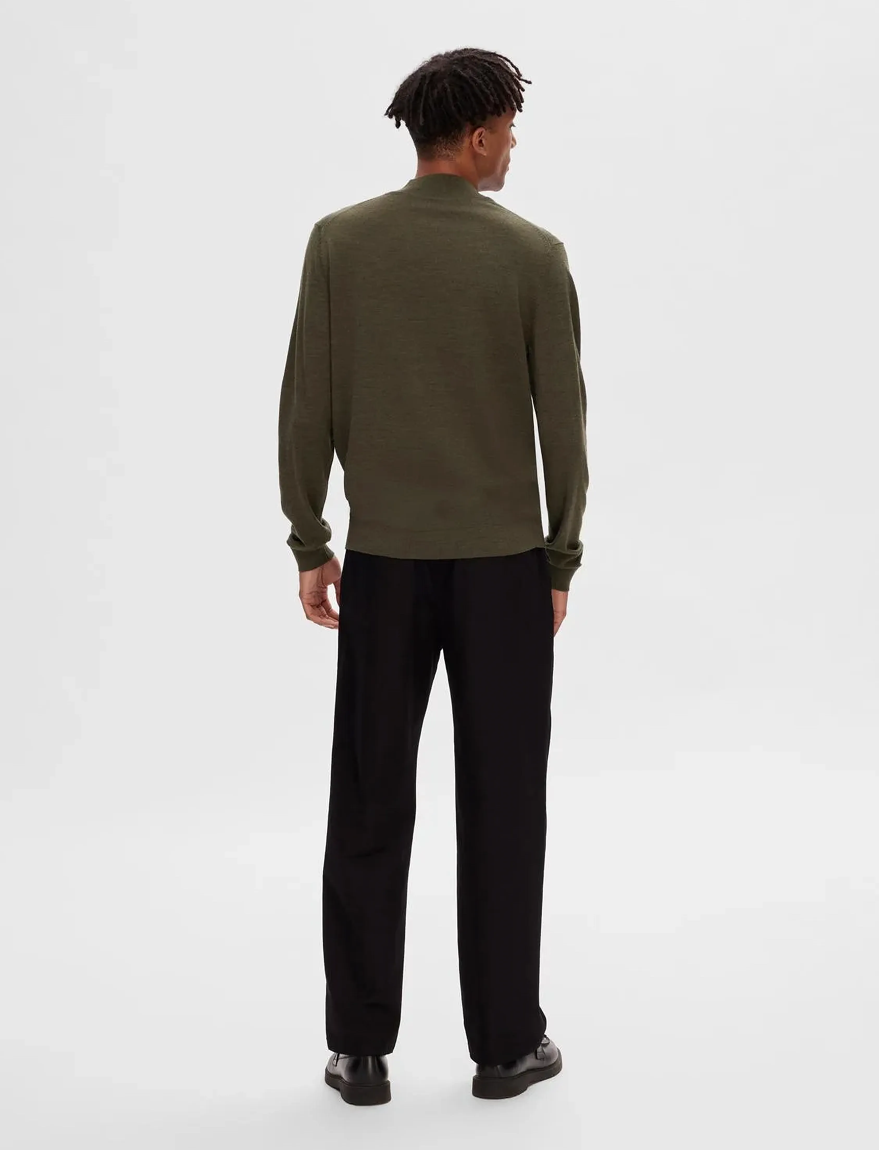 Selected - SLHTOWN MERINO COOLMAX KNIT MOCK B NOOS - rullekraver - forest night - 3