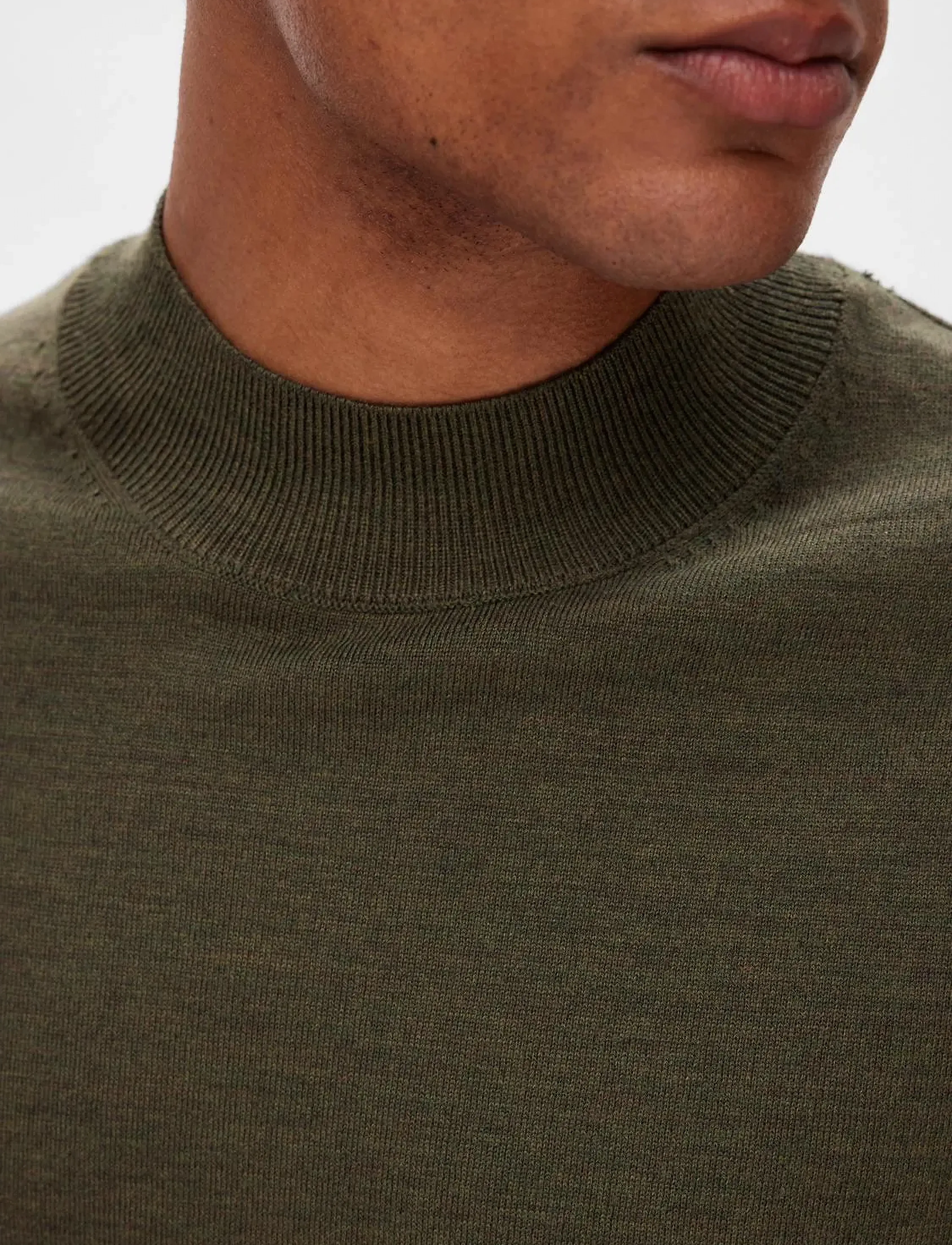 Selected - SLHTOWN MERINO COOLMAX KNIT MOCK B NOOS - rullekraver - forest night - 5