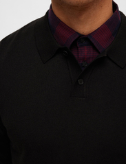 Selected Homme - SLHTOWN MERINO COOLMAX KNIT POLO NOOS - trikotažiniai polo marškinėliai - black - 3