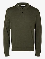 SLHTOWN MERINO COOLMAX KNIT POLO NOOS - FOREST NIGHT