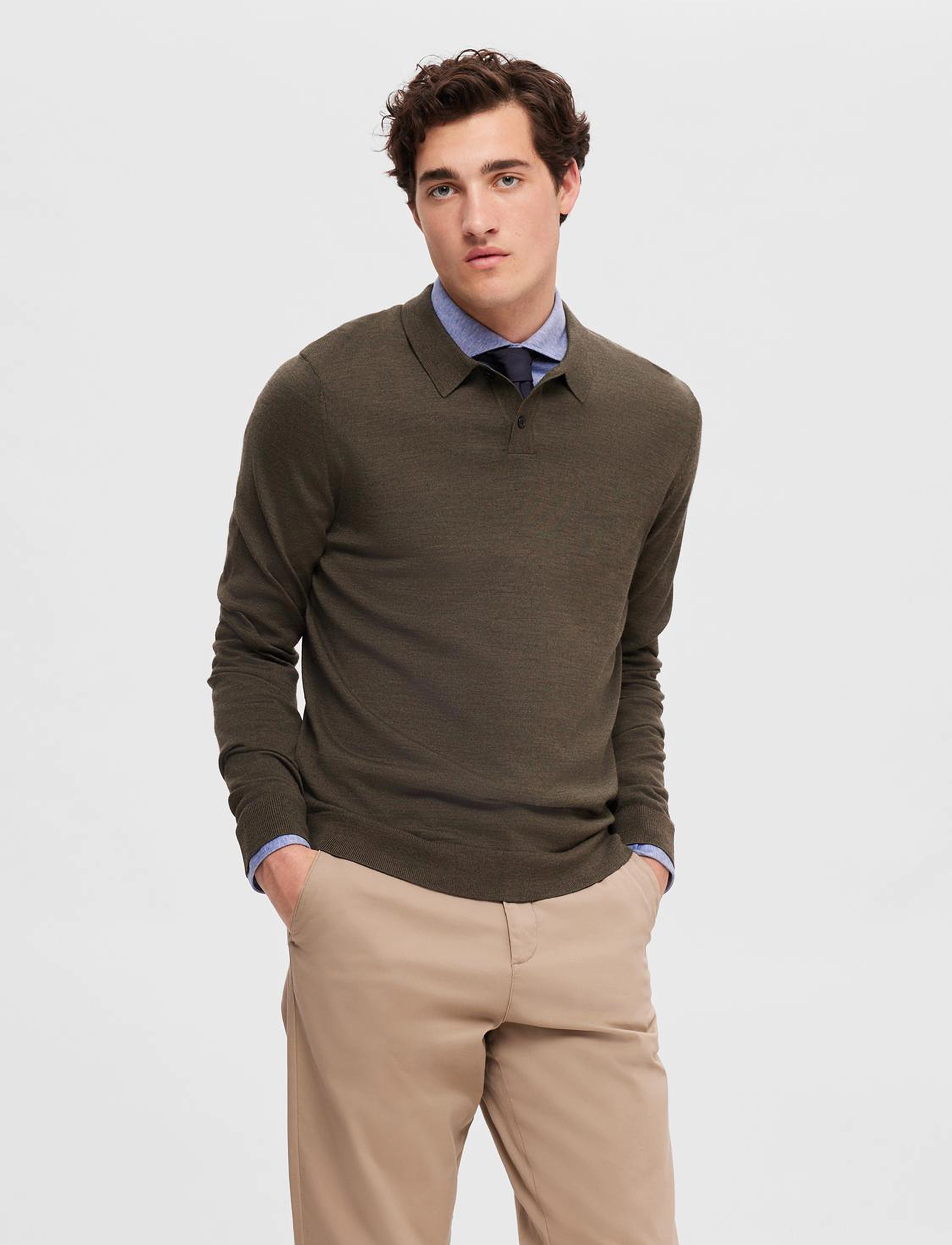 Selected Homme - SLHTOWN MERINO COOLMAX KNIT POLO NOOS - forest night - 2