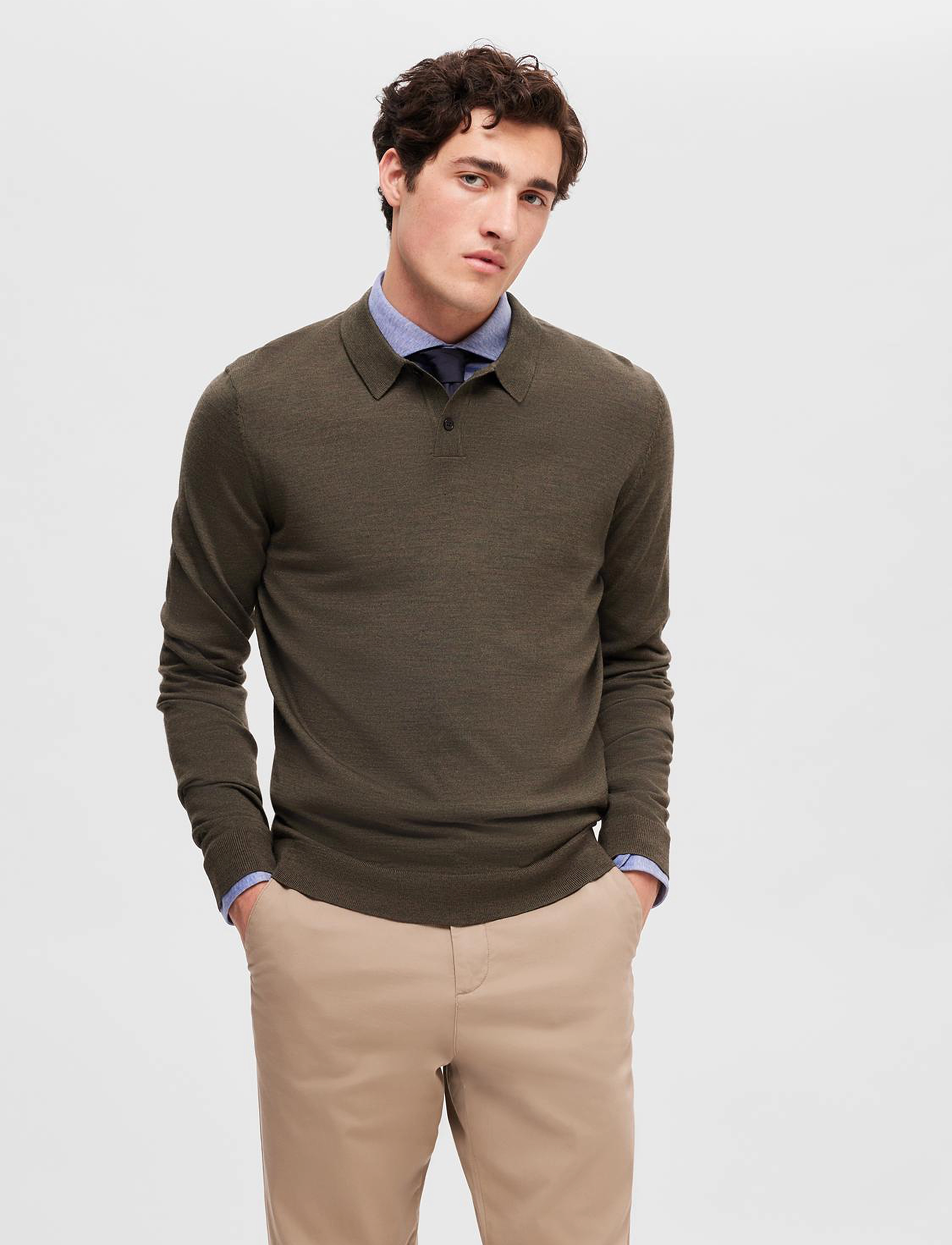 Selected Homme - SLHTOWN MERINO COOLMAX KNIT POLO NOOS - forest night - 5
