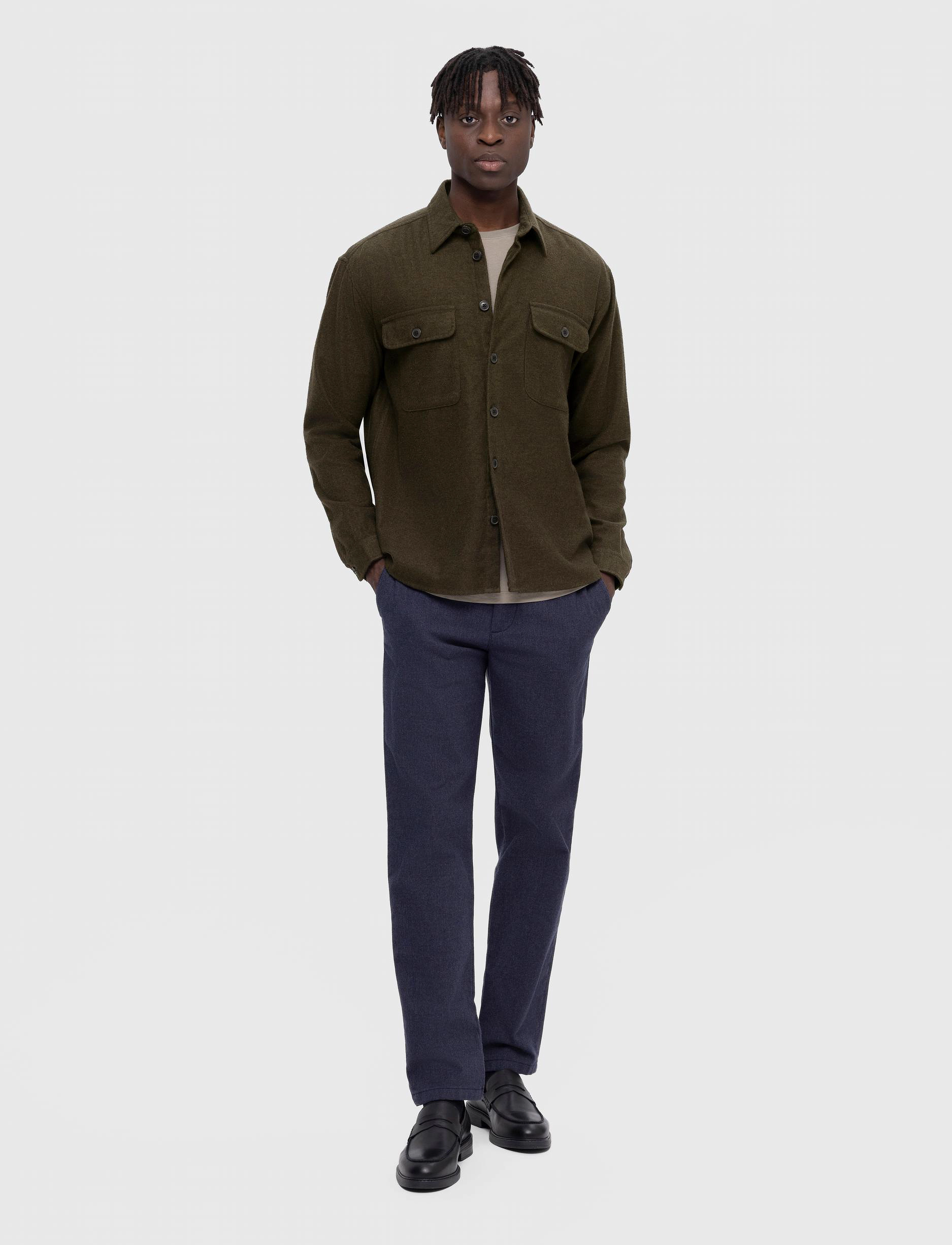Selected Homme - SLHLOOSEMASON-TWILL OVERSHIRT LS NOOS - forest night - 4