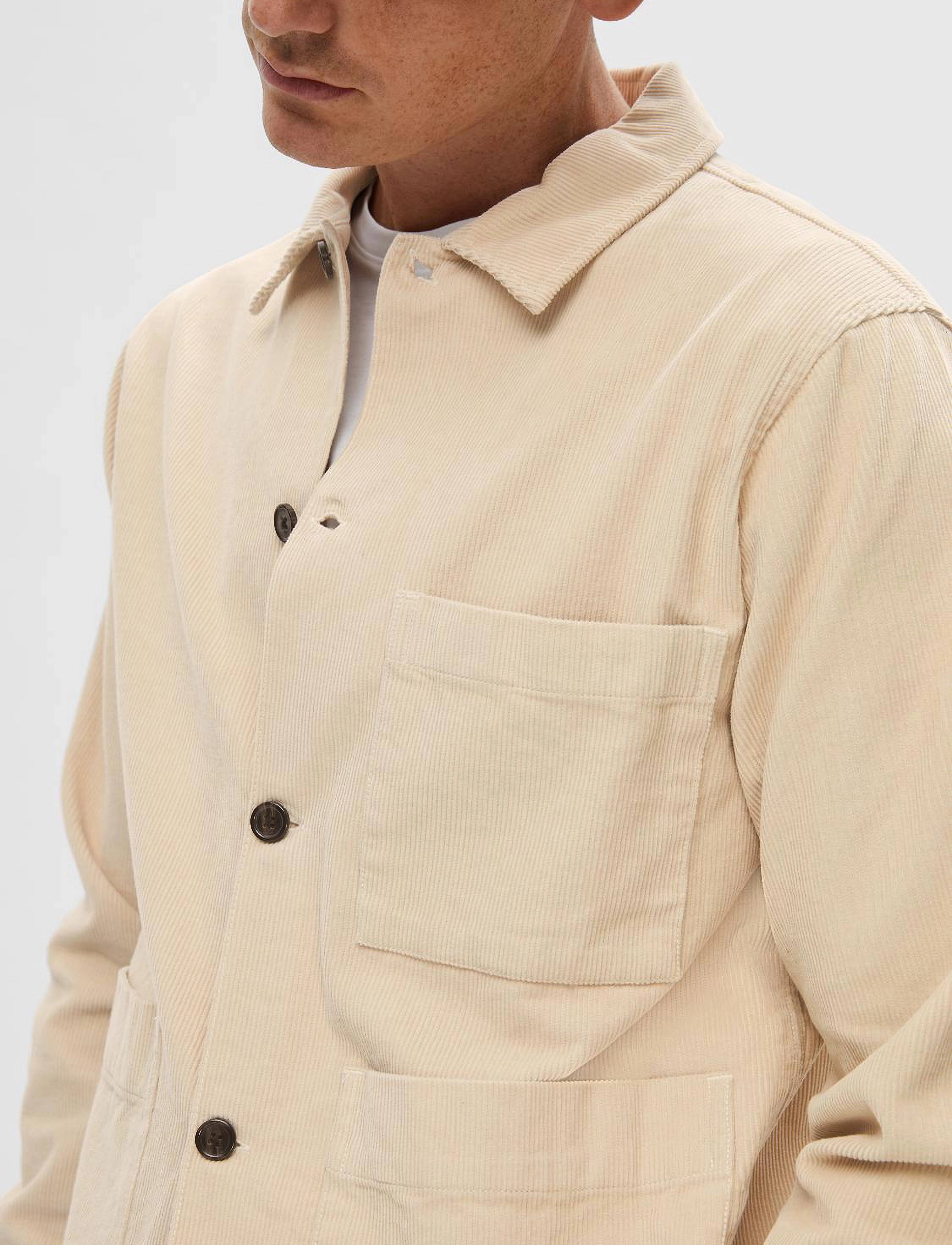 Selected - SLHLOOSETONY-CORD OVERSHIRT NOOS - oatmeal - 5