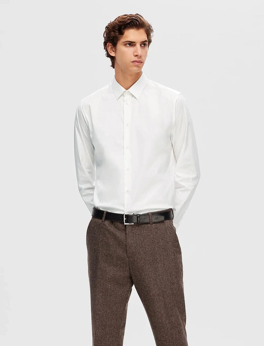 Selected - SLHSLIMTRAVEL SHIRT B NOOS - casual skjorter - bright white - 0