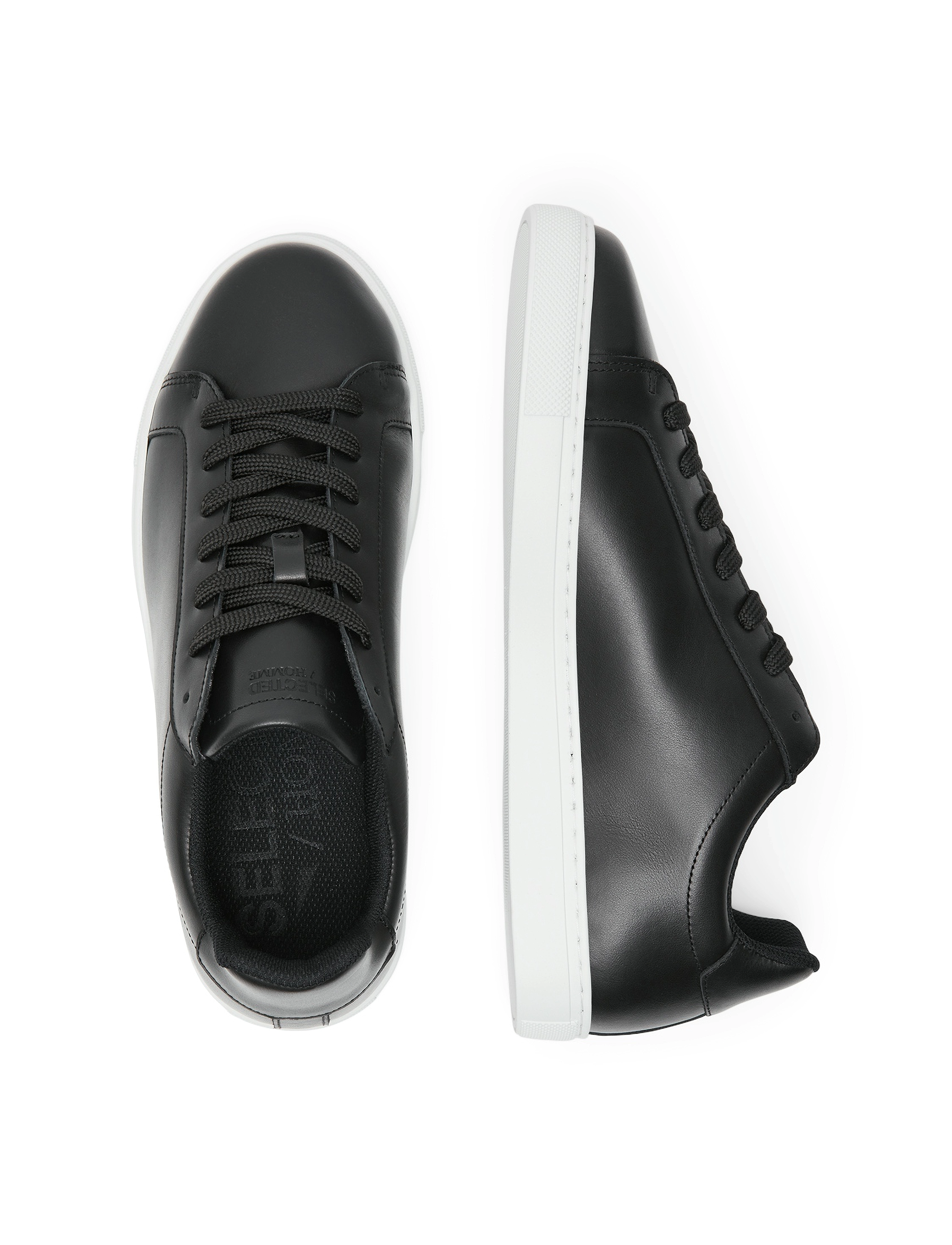 Selected Homme - SLHEVAN NEW LEATHER SNEAKER NOOS O - black - 4