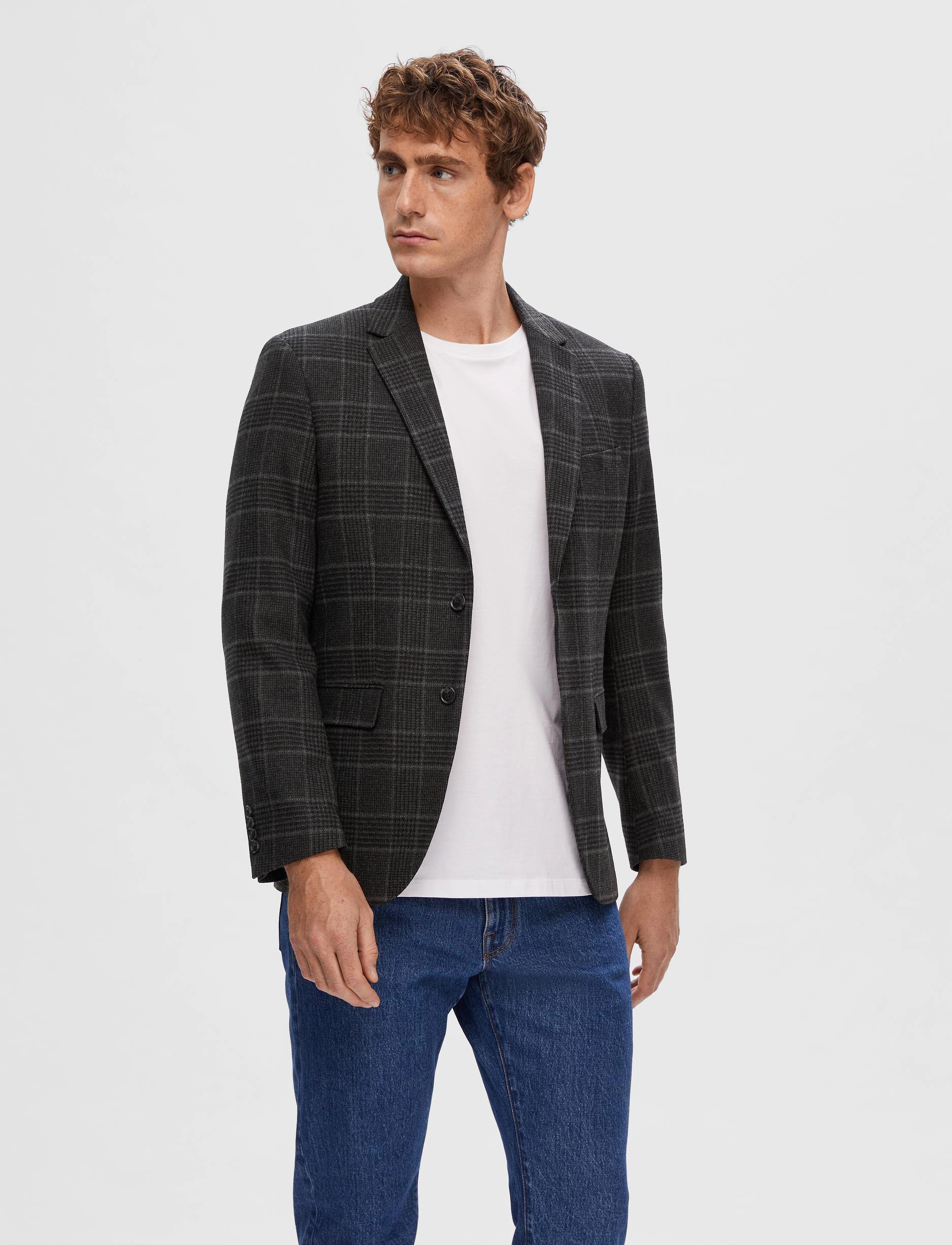 Selected Homme - SLHSLIM-ELI CHECK WOOL BLZ B NOOS - grey - 2