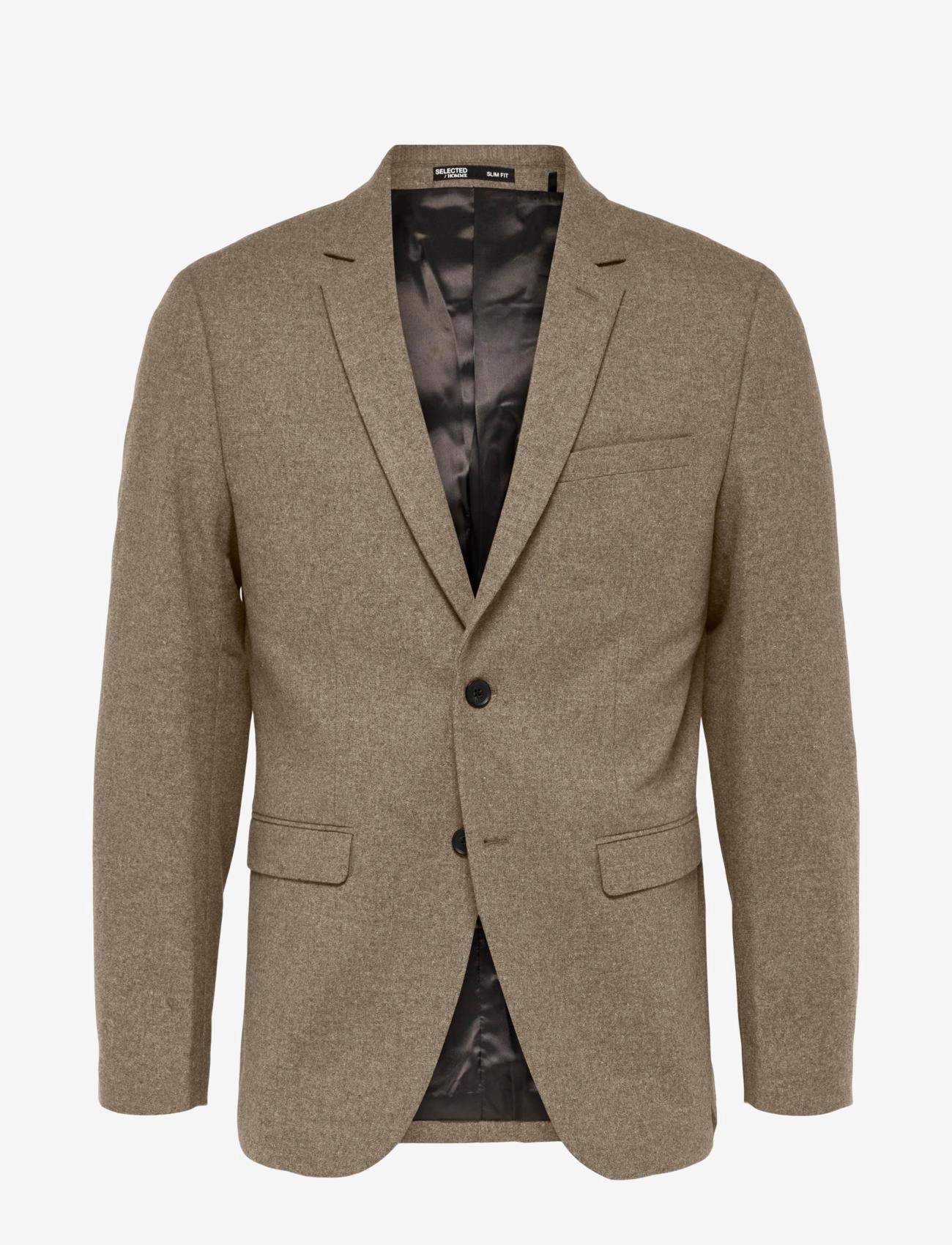 Selected - SLHSLIM-MARK WOOL BLZ B NOOS - light brown melange - 1