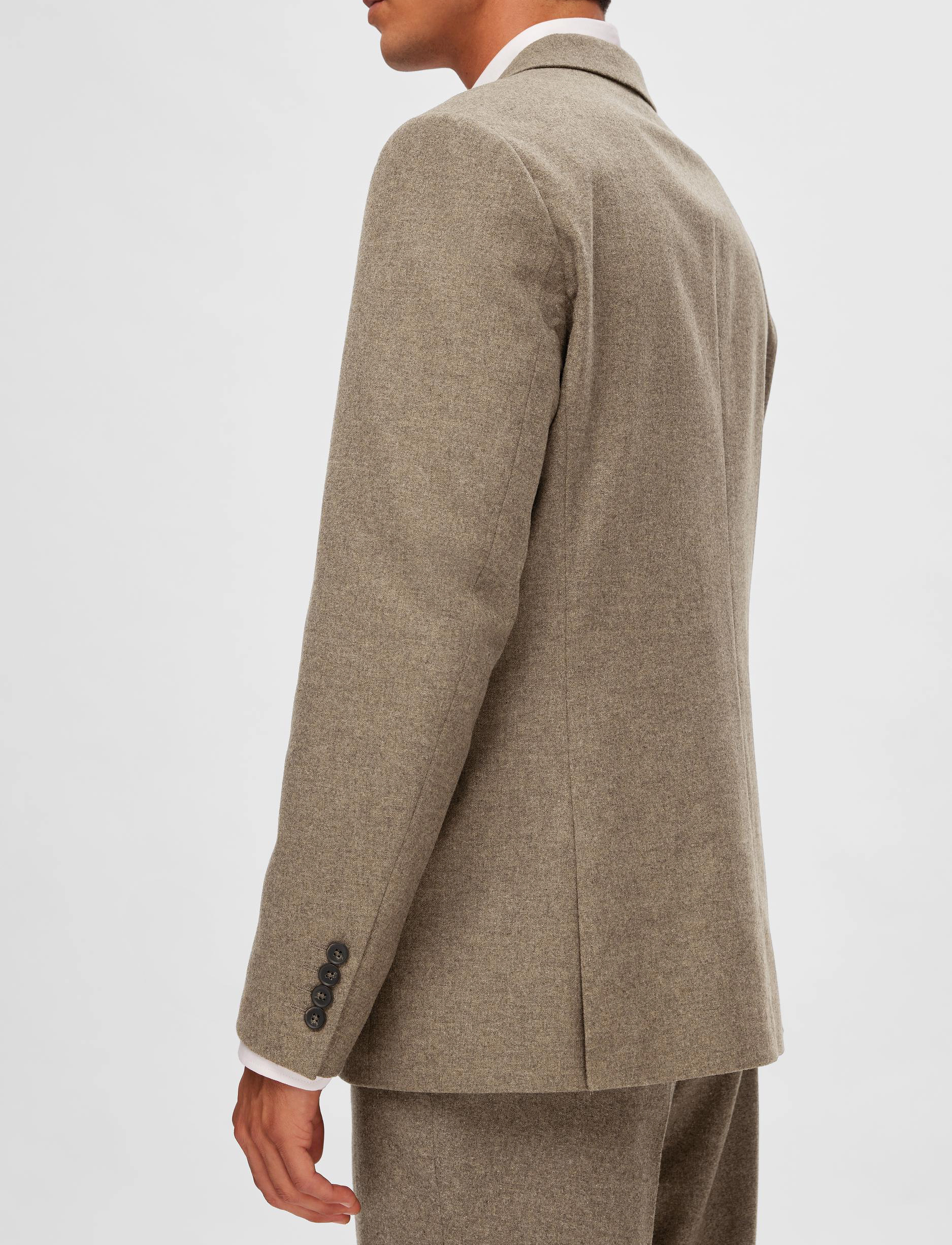 Selected - SLHSLIM-MARK WOOL BLZ B NOOS - light brown melange - 5