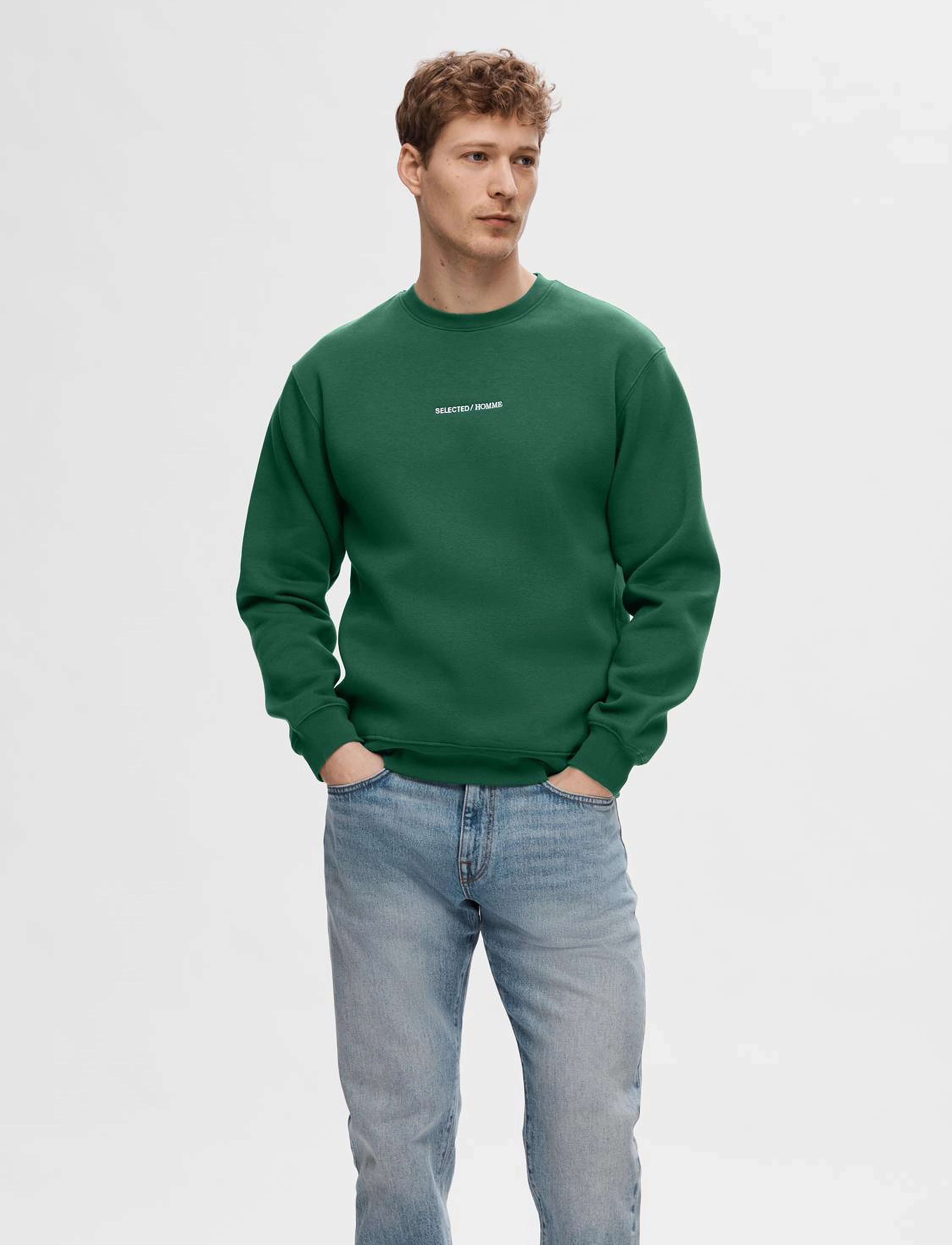 Selected - SLHHANKIE LOGO CREW NECK SWEAT NOOS - rain forest - 1