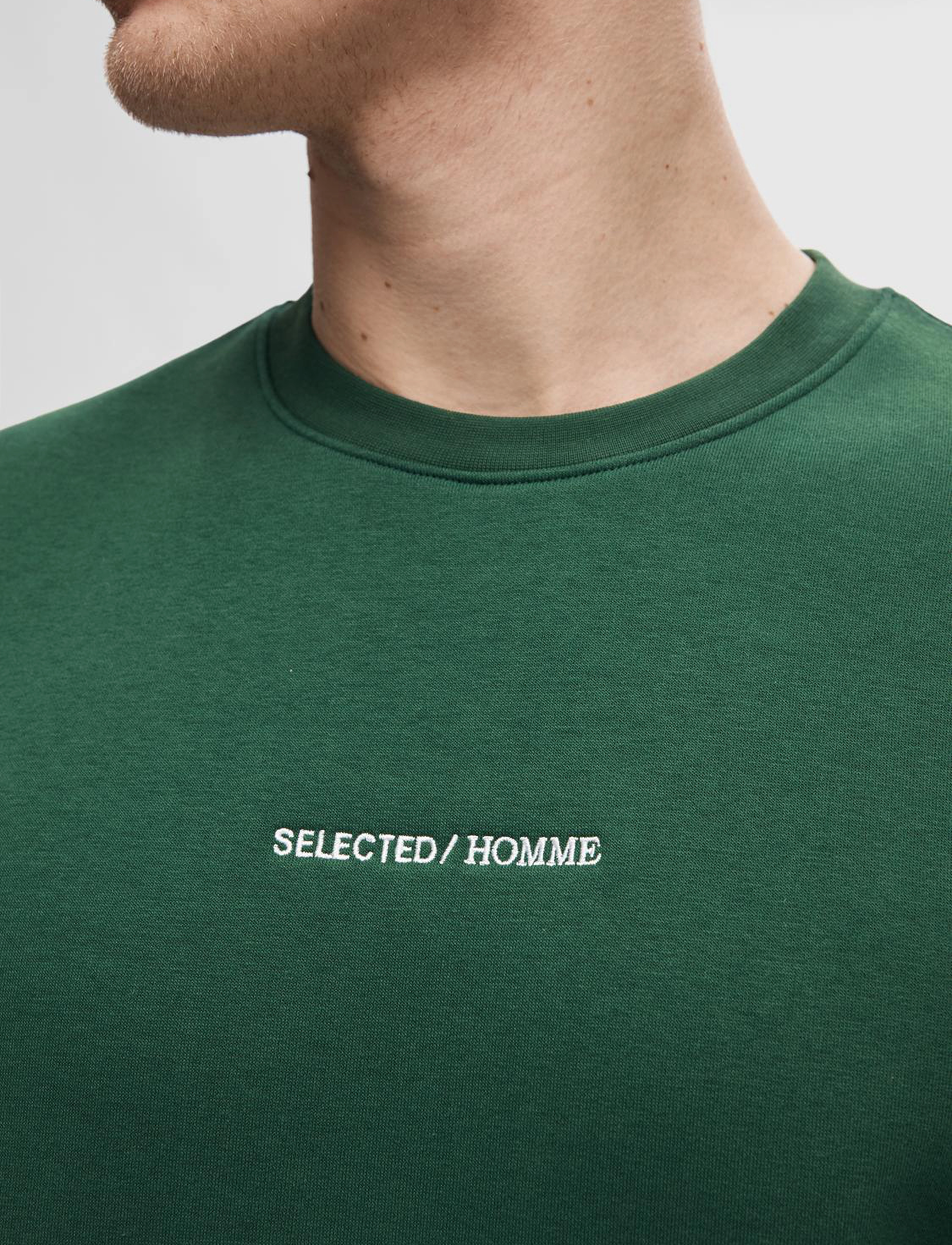 Selected - SLHHANKIE LOGO CREW NECK SWEAT NOOS - rain forest - 3